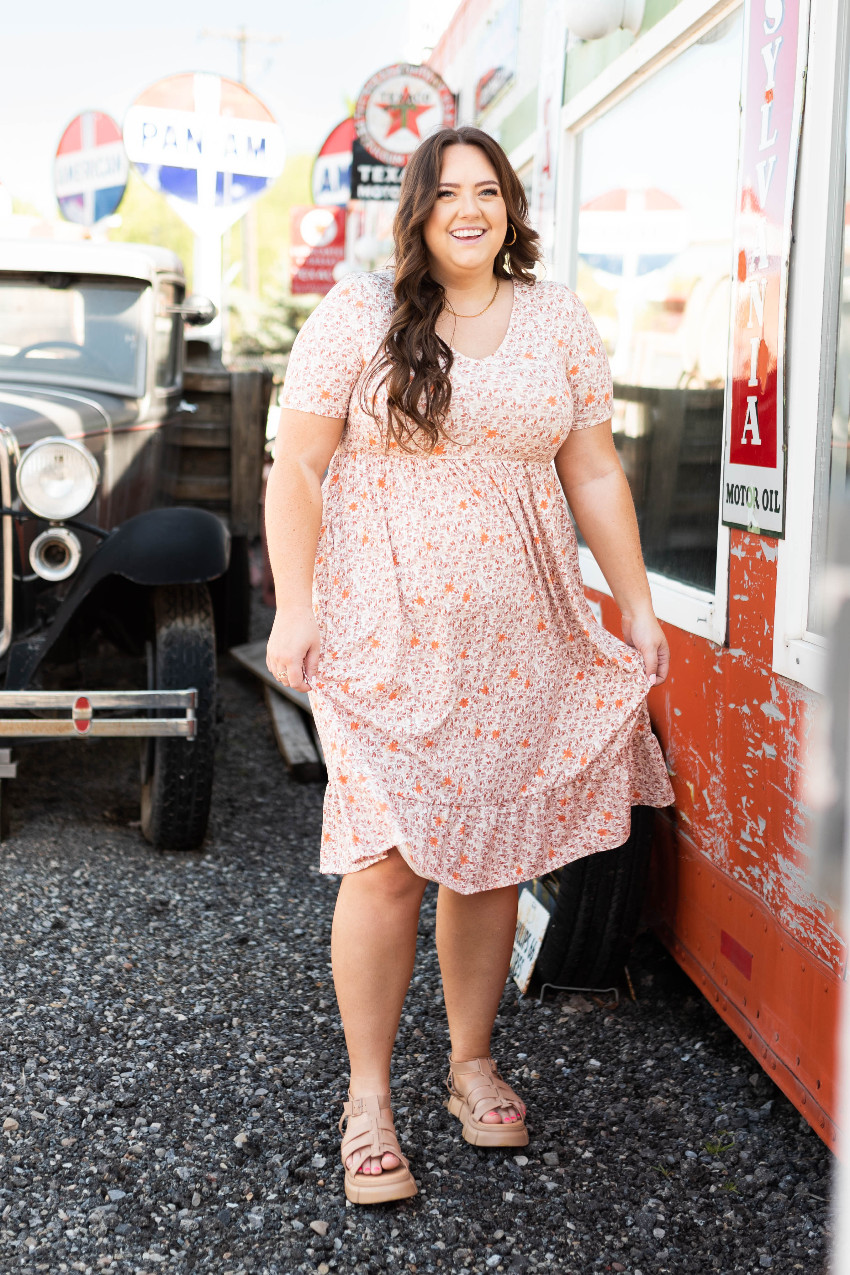 Aditi Taupe Floral Dress