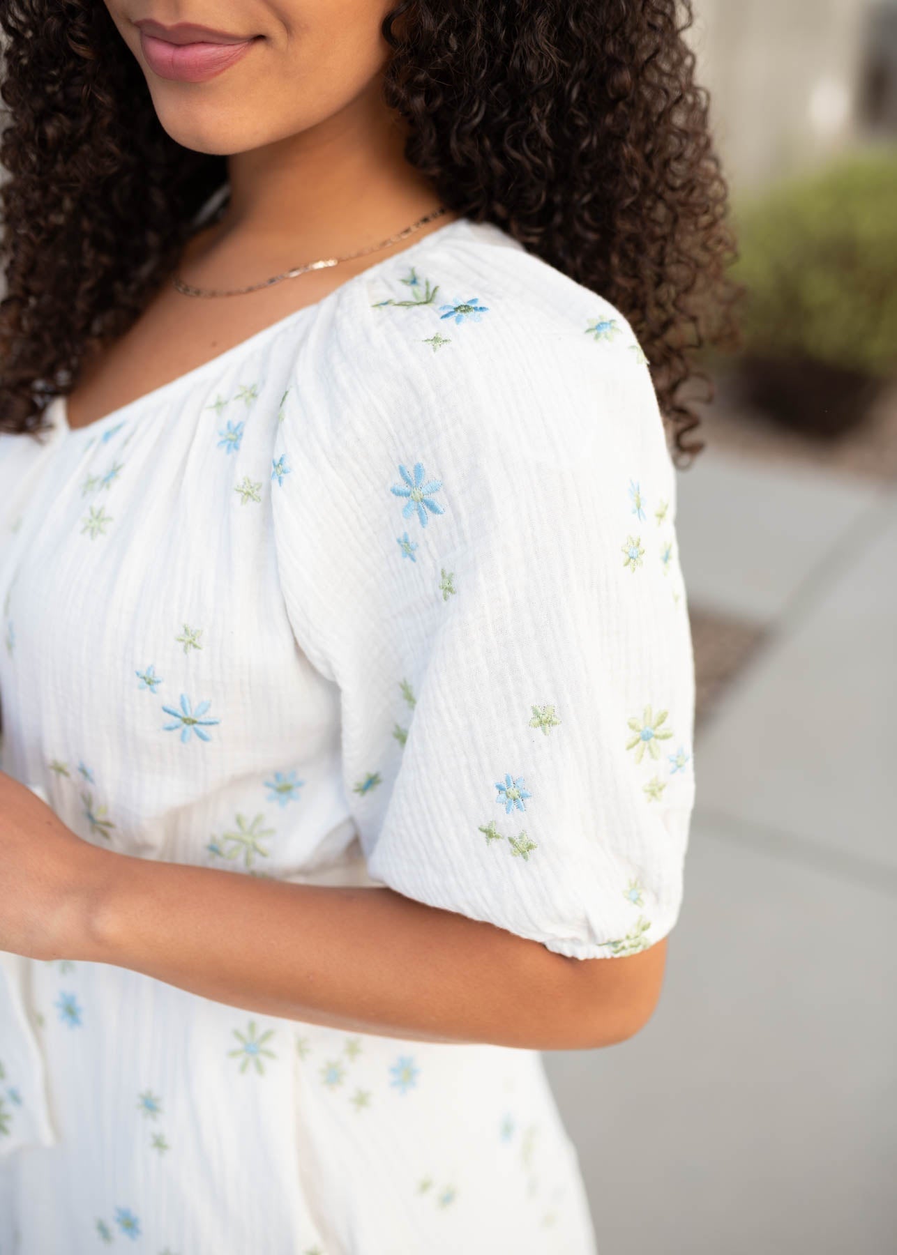 Adri White Flower Embroidered Dress