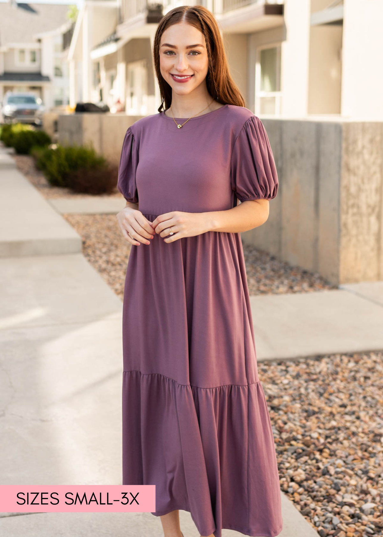 Adria Lavender Tiered Dress