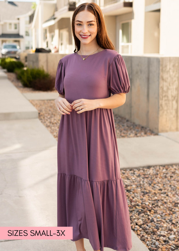 Adria Lavender Tiered Dress