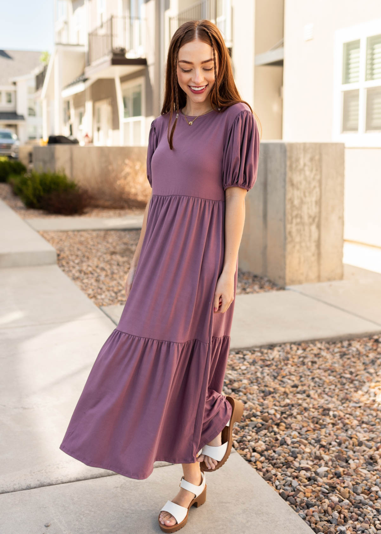 Adria Lavender Tiered Dress