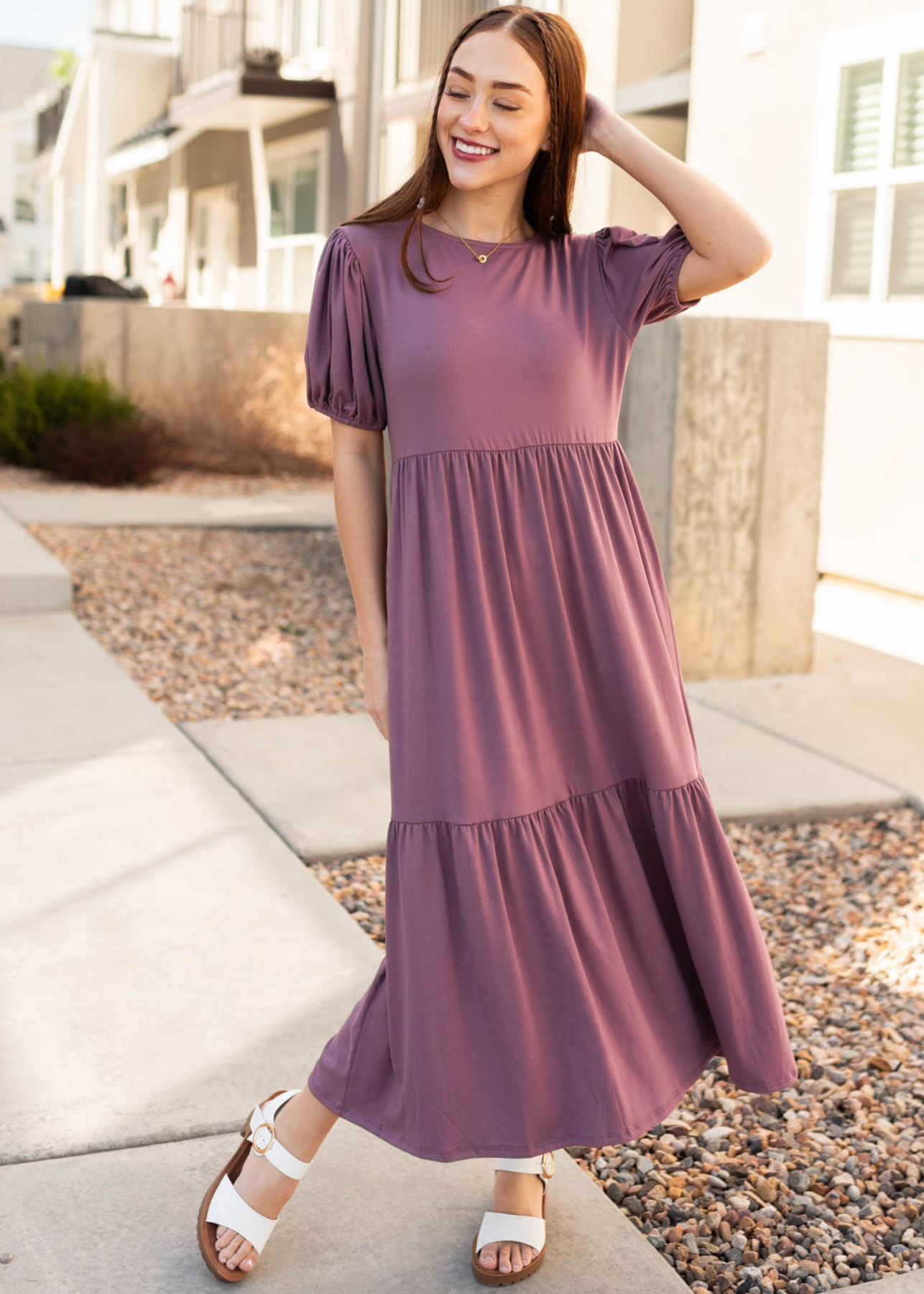 Adria Lavender Tiered Dress