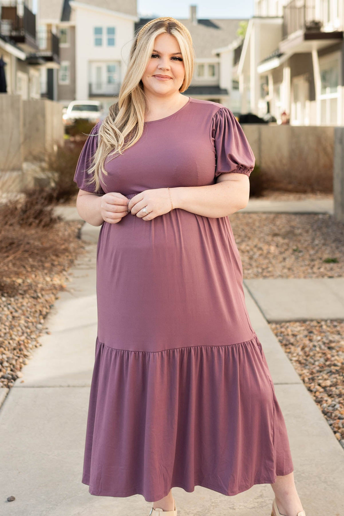 Adria Lavender Tiered Dress