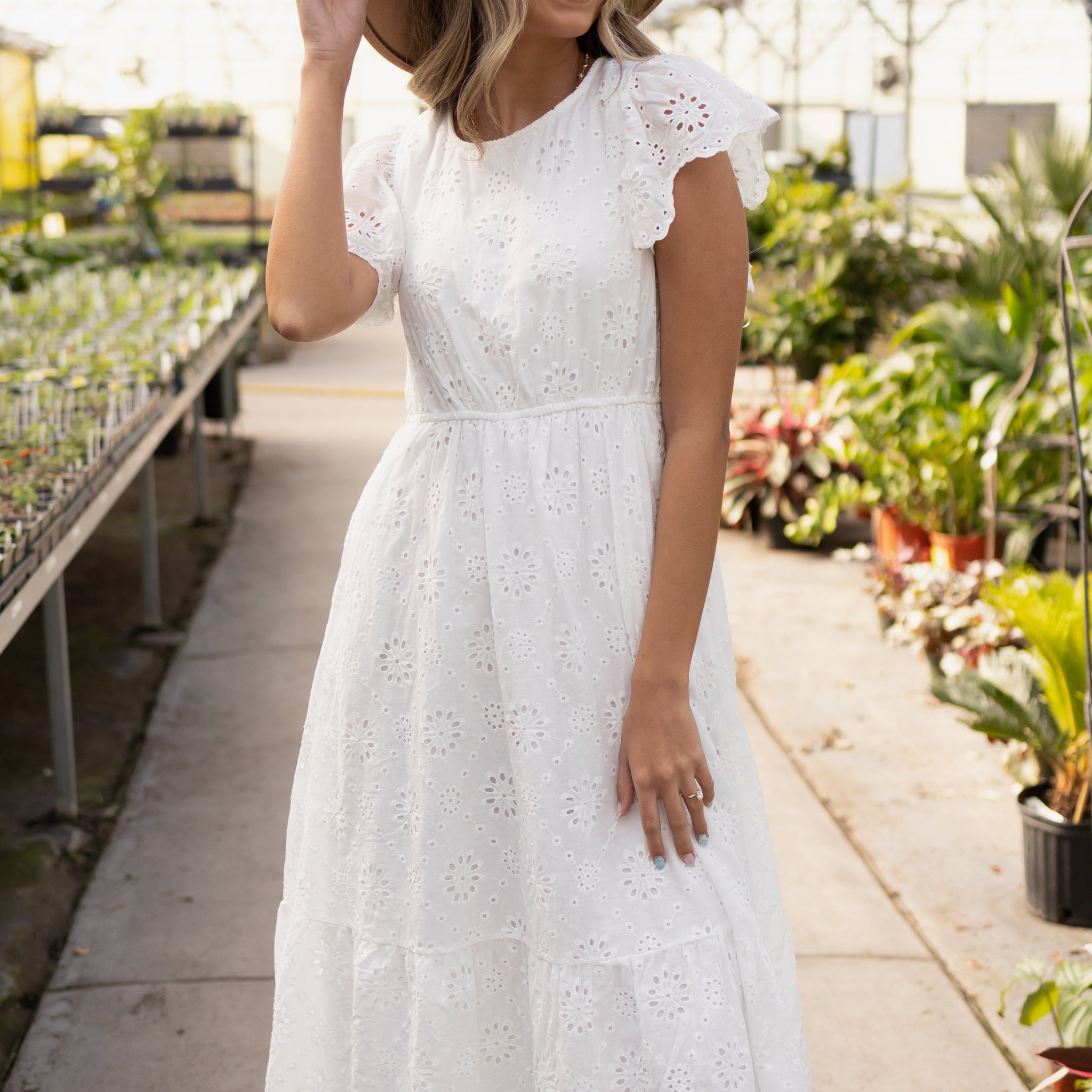 Adrielle White Eyelet Dress