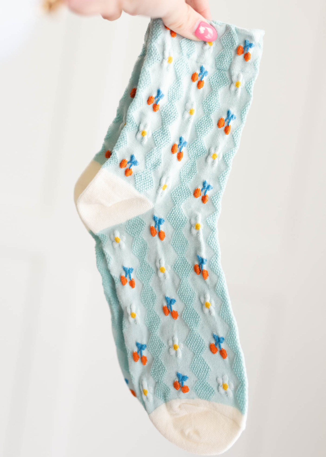 Agatha Blue Cherry Socks