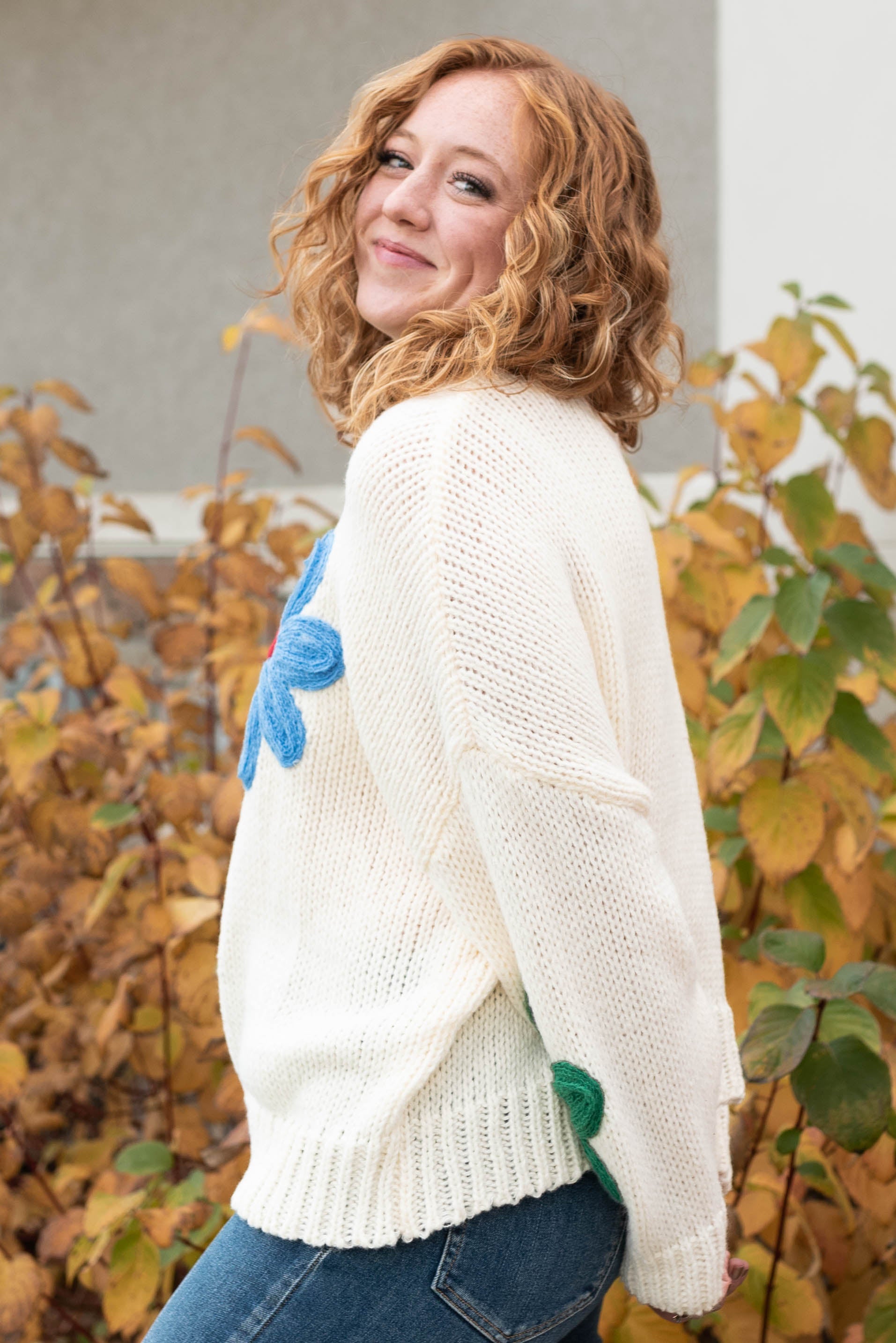 Alaiyah Cream Flower Sweater