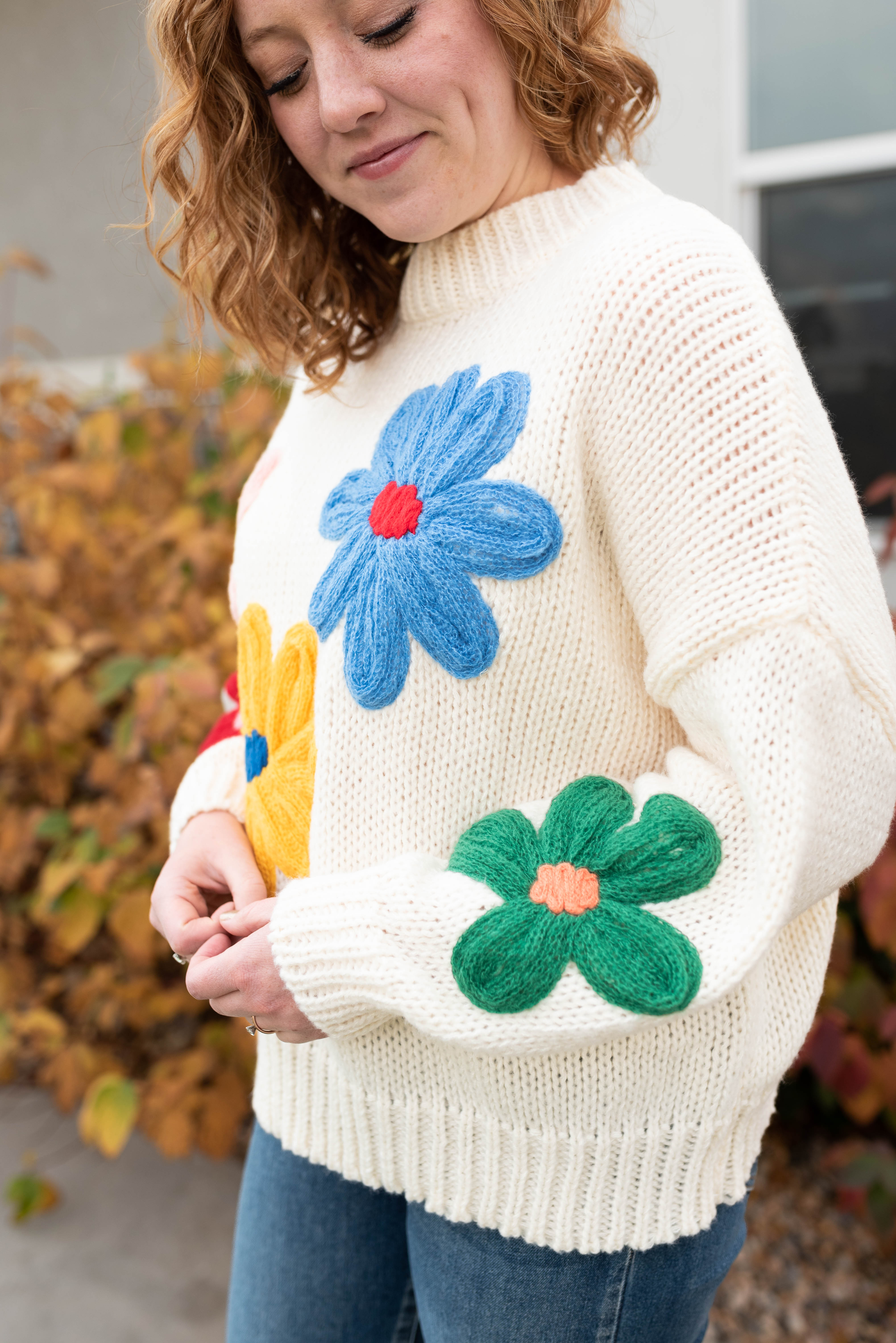 Alaiyah Cream Flower Sweater