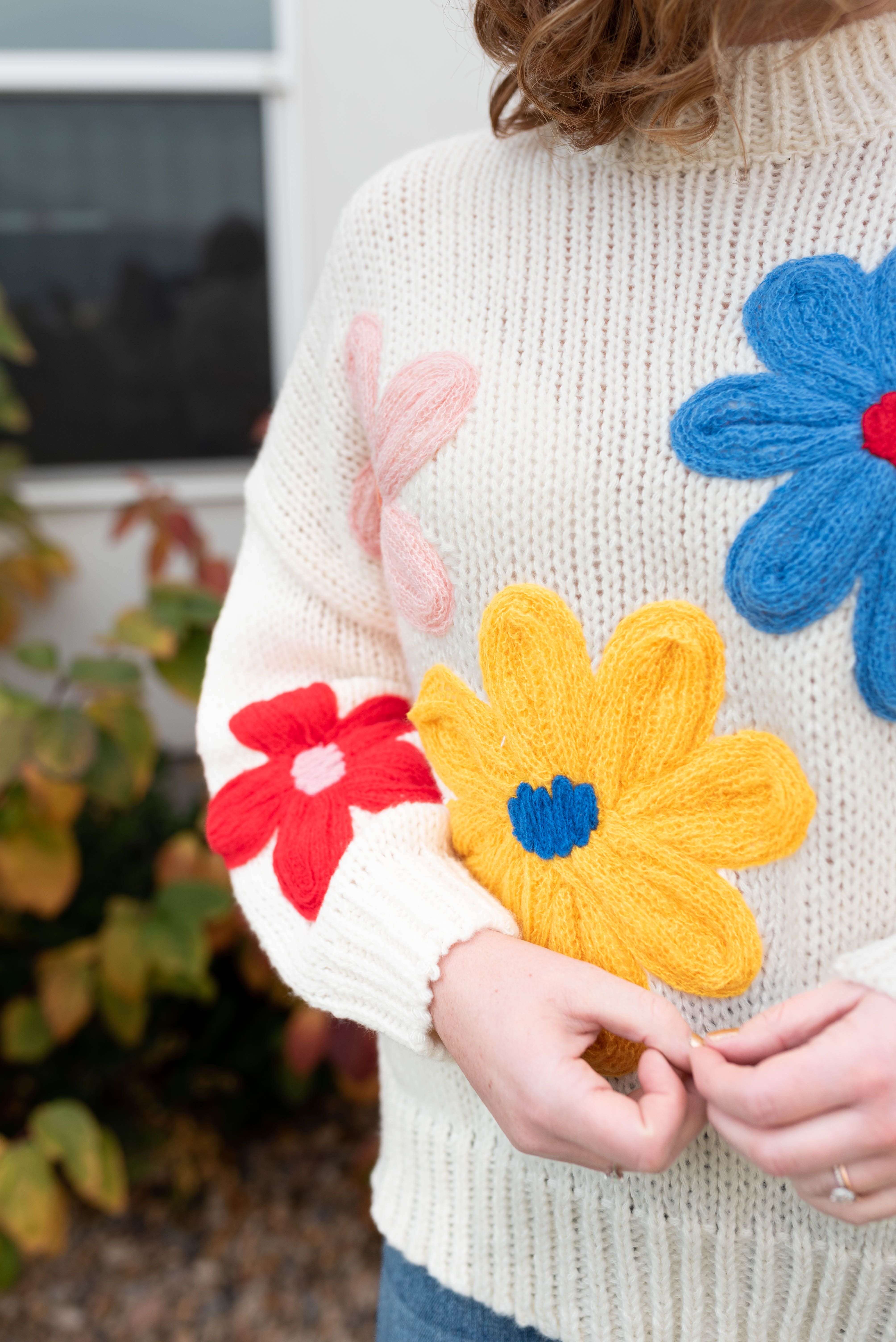 Alaiyah Cream Flower Sweater