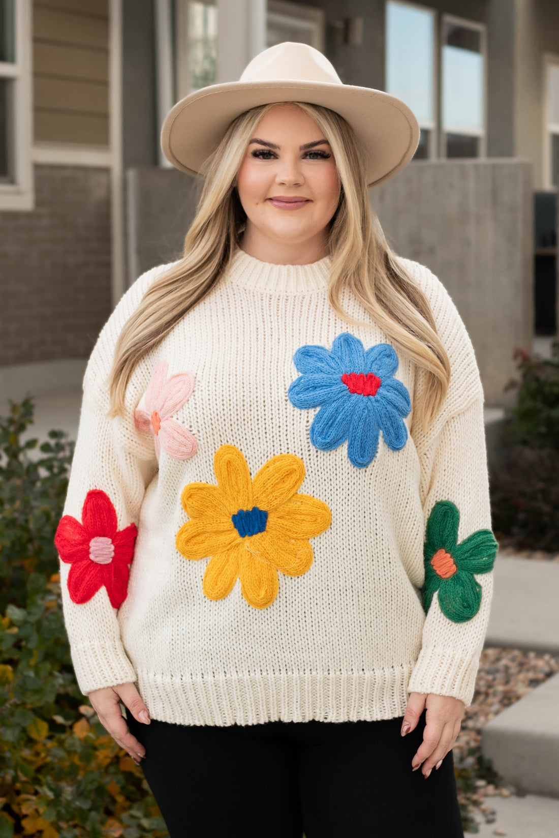 Alaiyah Cream Flower Sweater