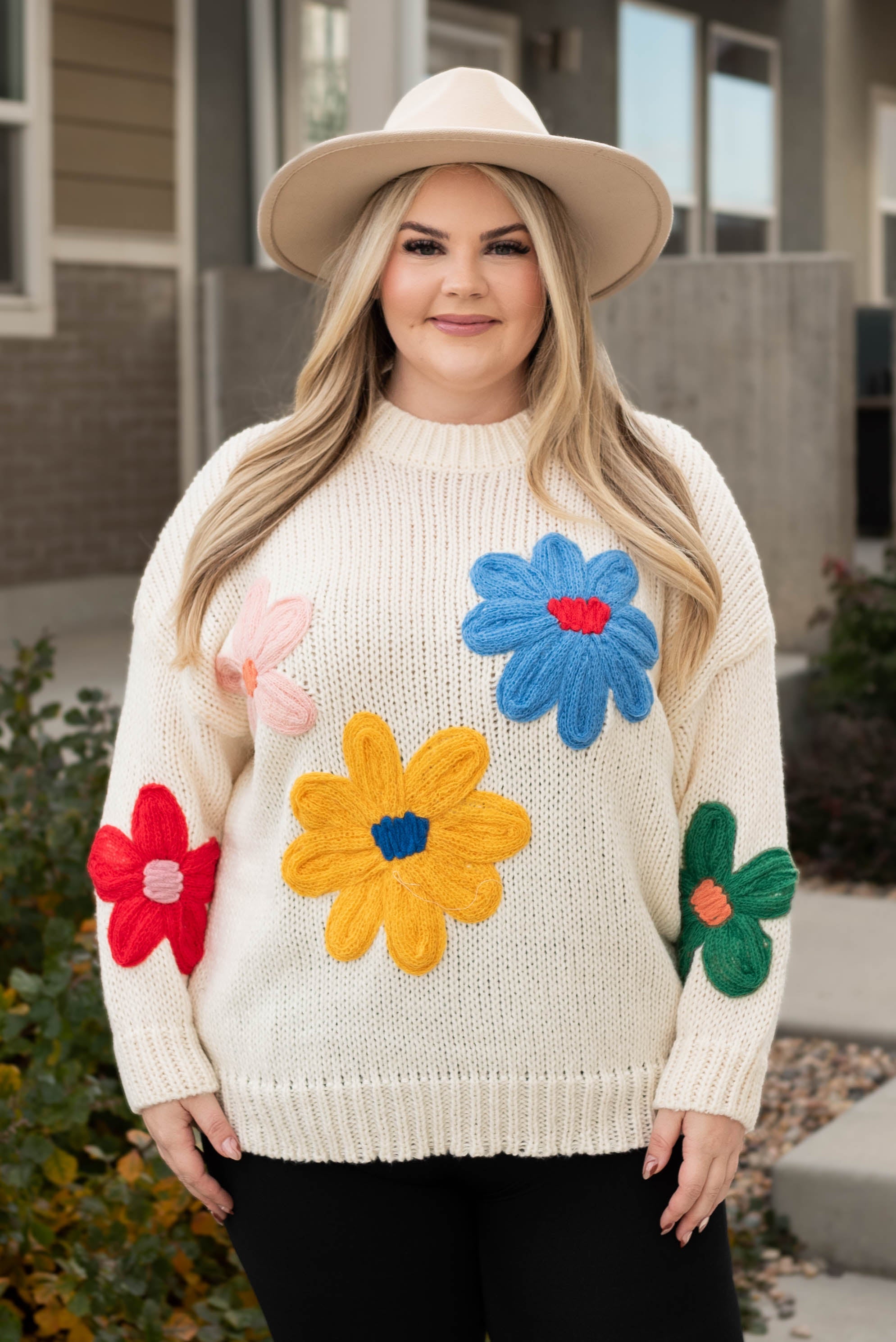 Alaiyah Cream Flower Sweater