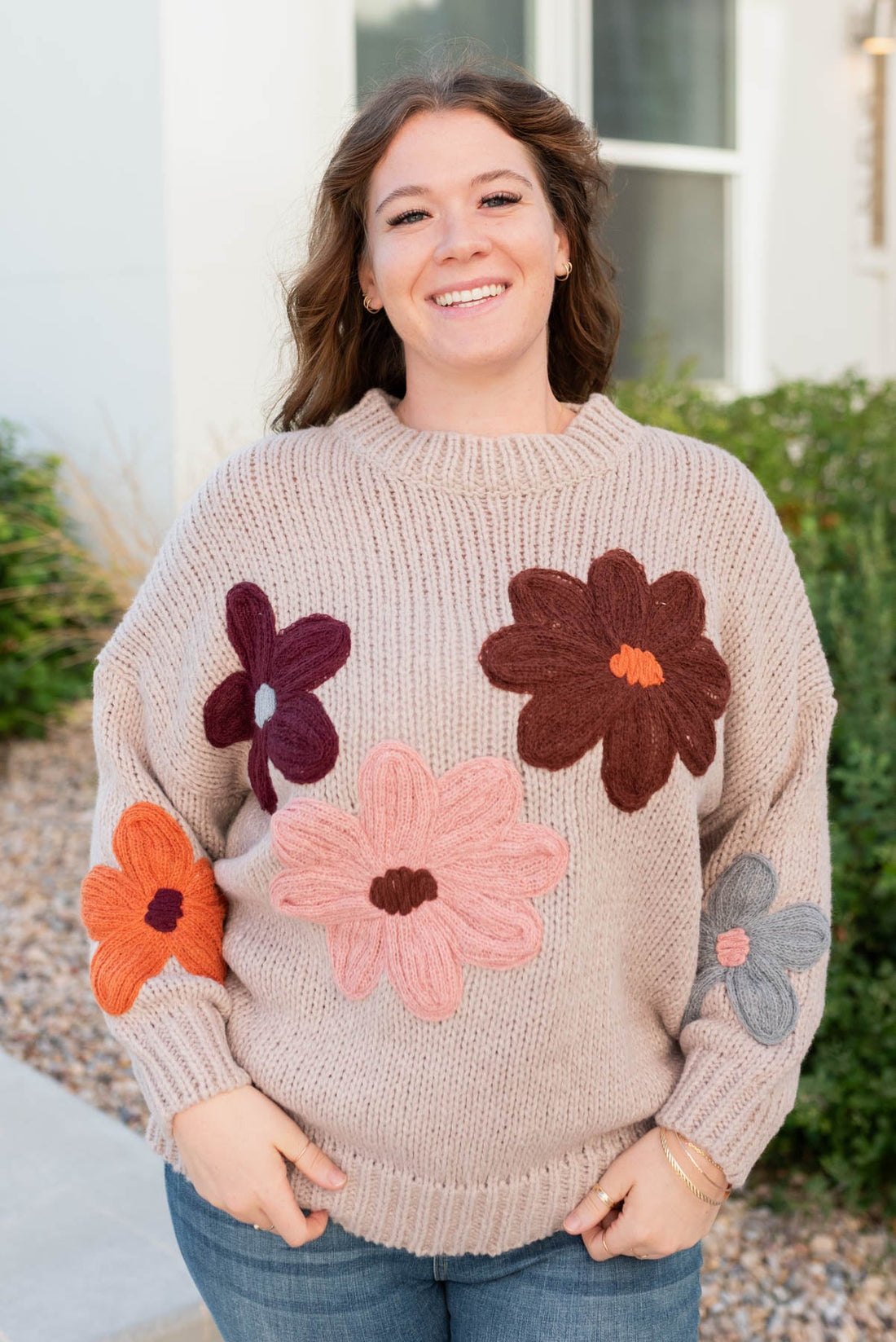 Alaiyah Natural Flower Sweater