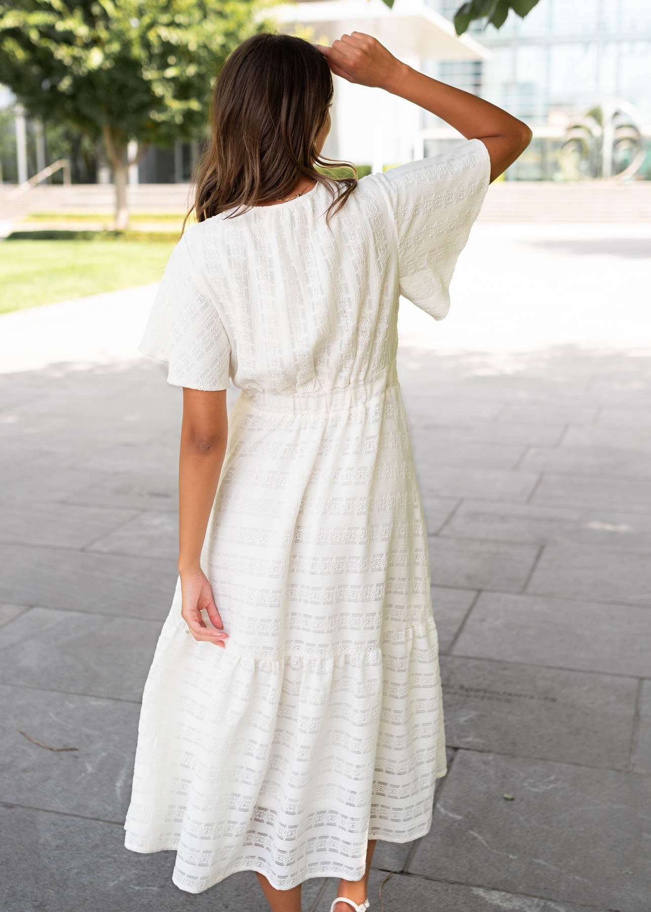 Alana Ivory Textured Tie Dress