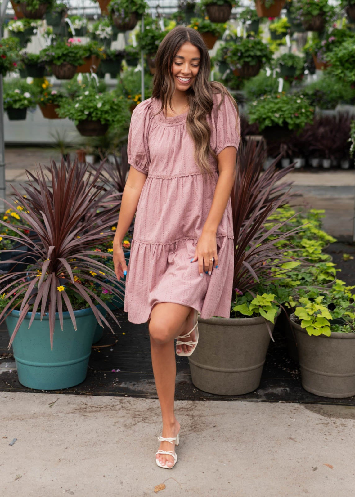 Aleena Dusty Mauve Embroidered Dress
