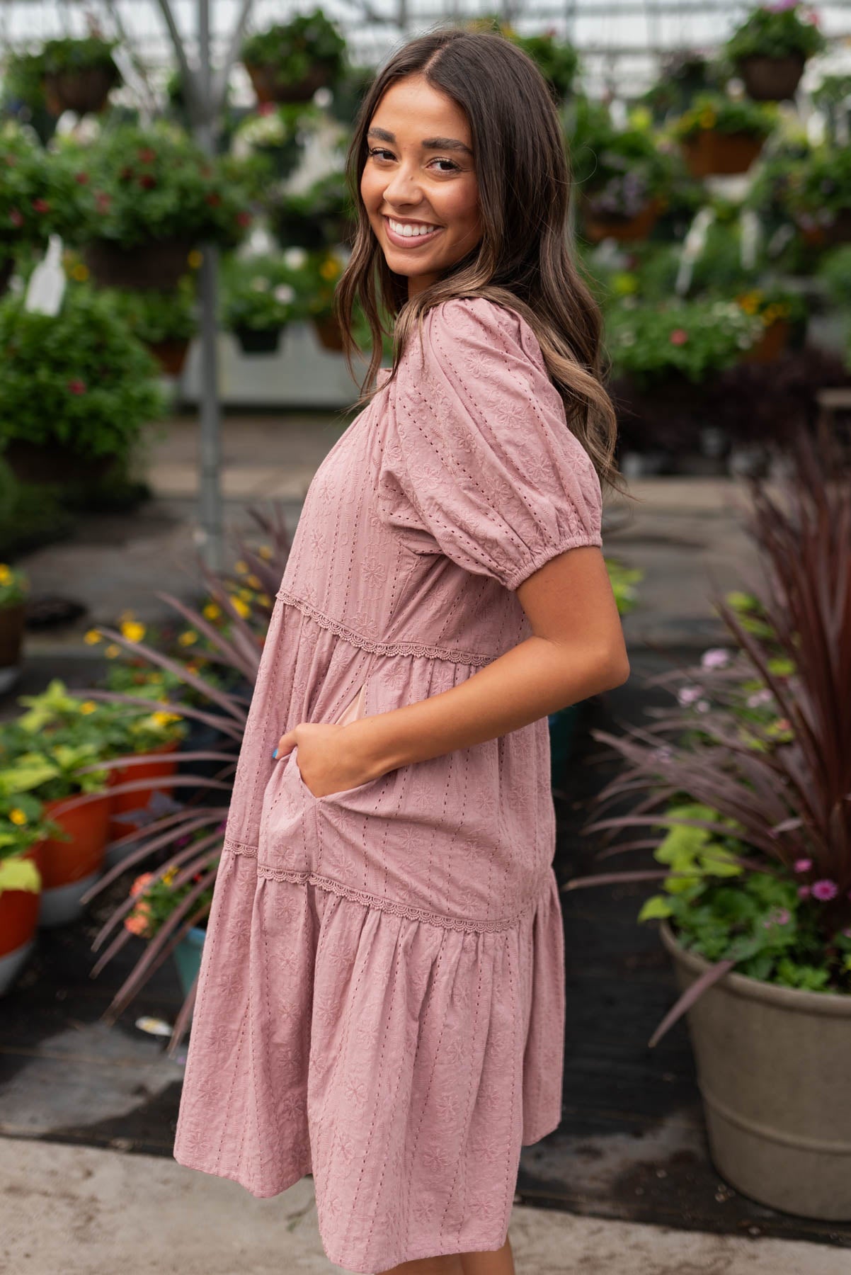 Aleena Dusty Mauve Embroidered Dress