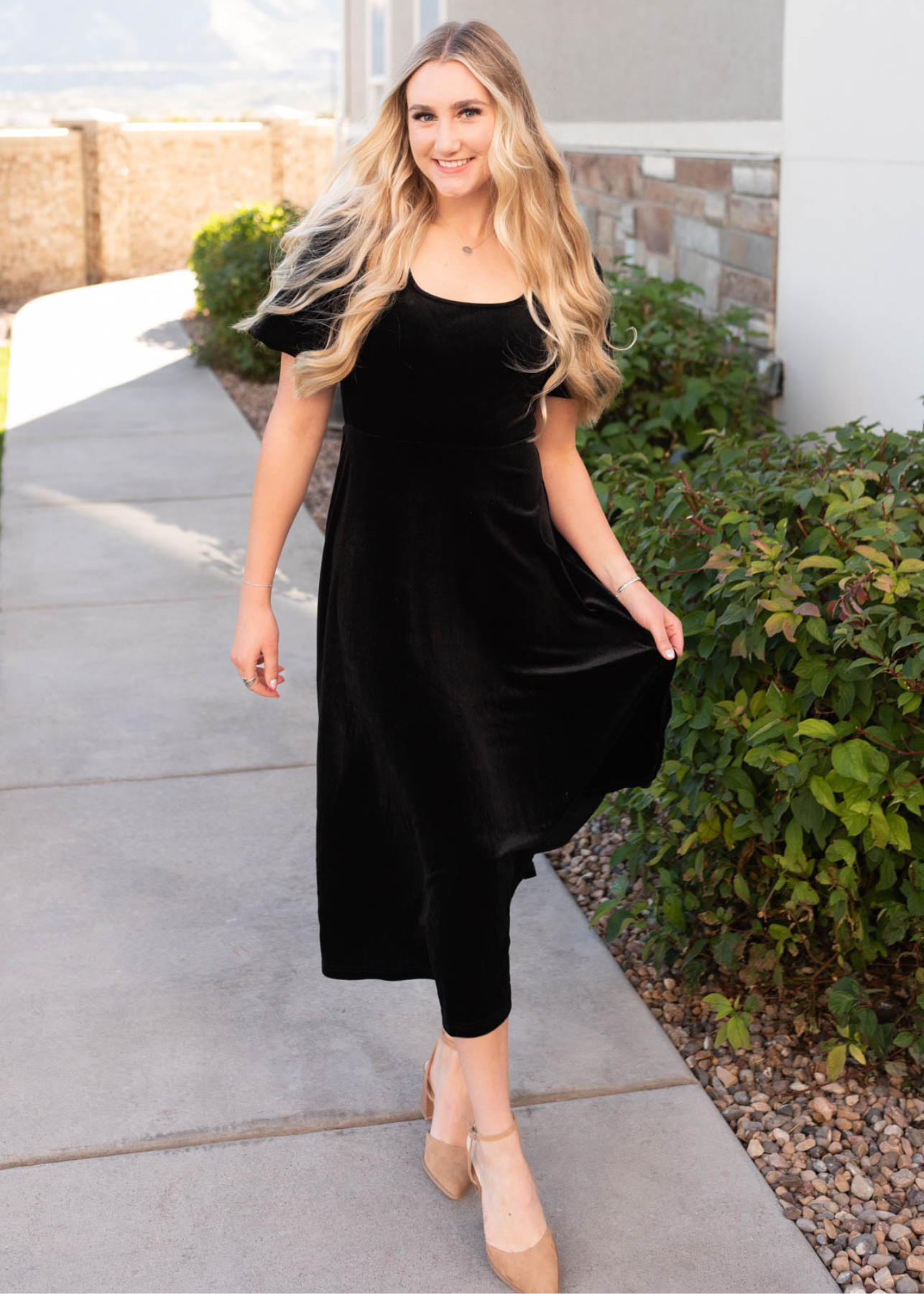 Alexa Black Velvet Dress