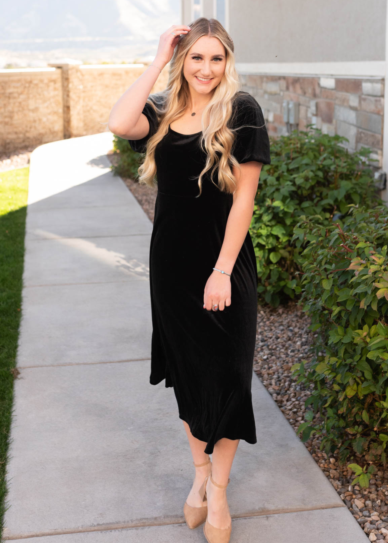 Alexa Black Velvet Dress