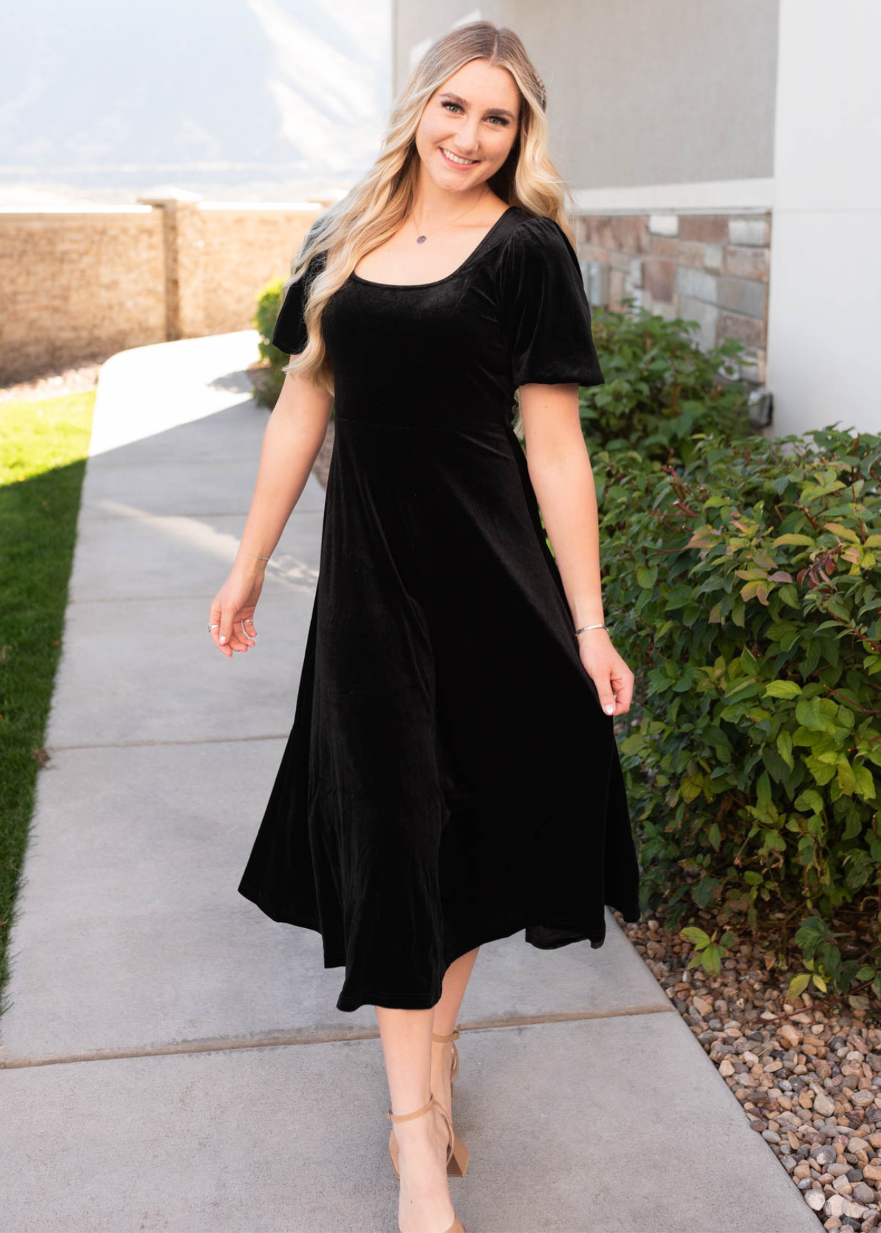 Alexa Black Velvet Dress