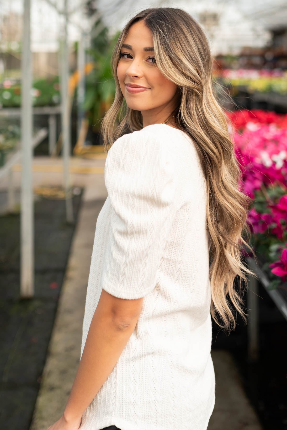 Alexa Cream Cable Knit Top