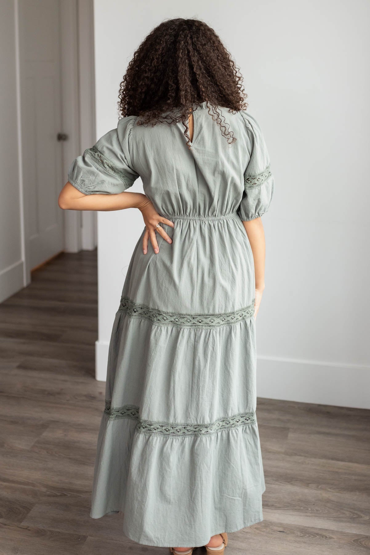 Alexia Dark Sage Tiered Dress