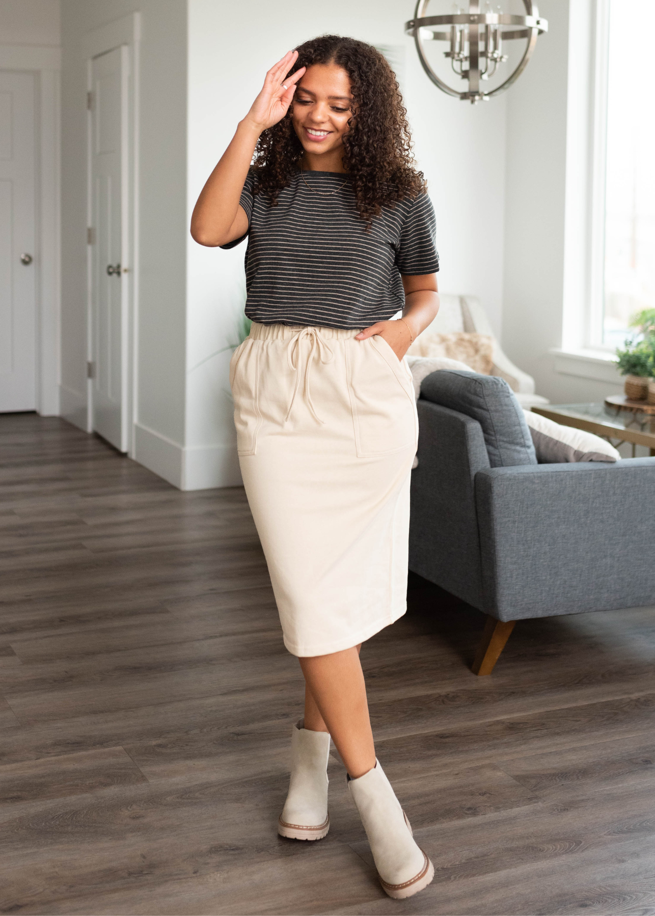 Alexis Charcoal Stripe Top