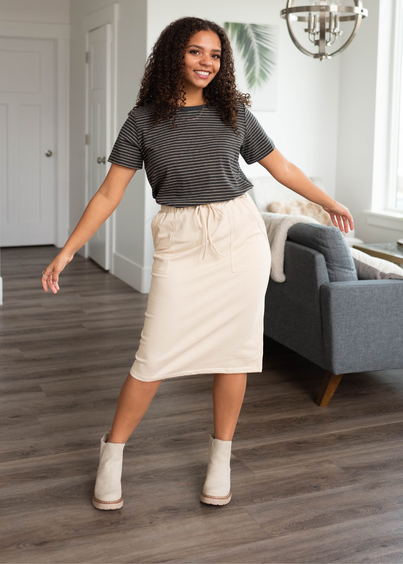 Alexis Charcoal Stripe Top