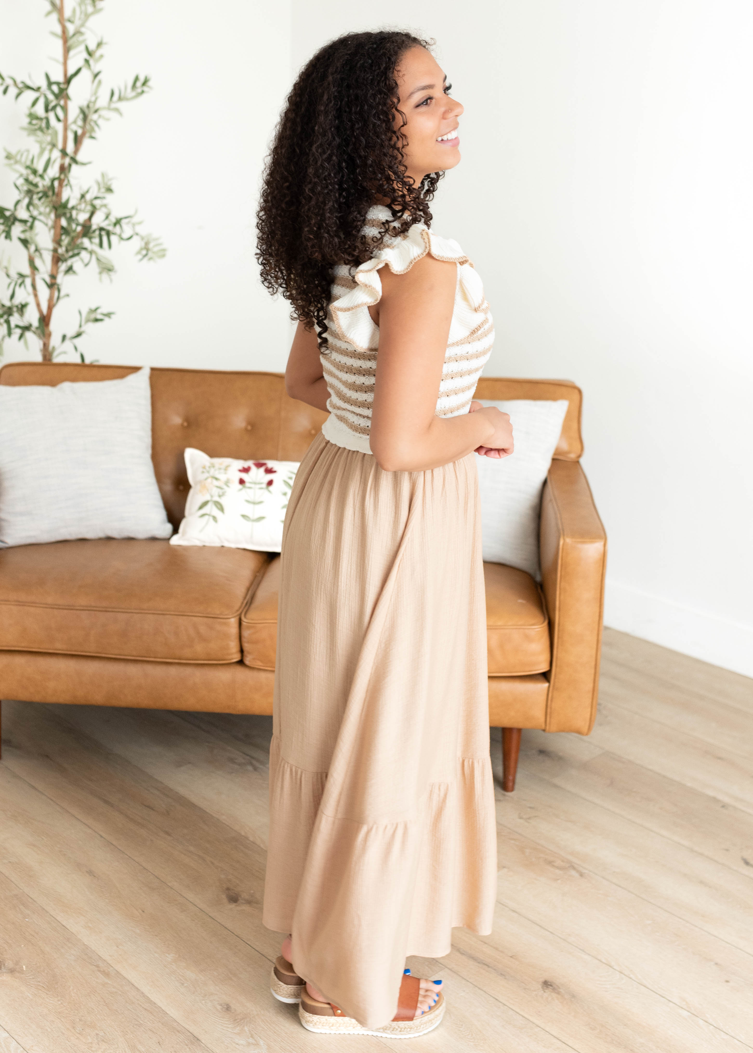 Alexis Khaki Crochet Knit Top Dress