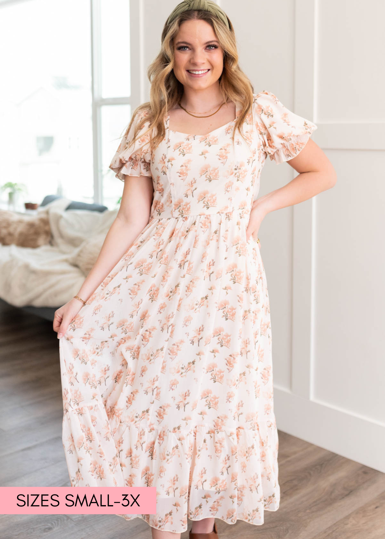 Alina Cream Floral Dress