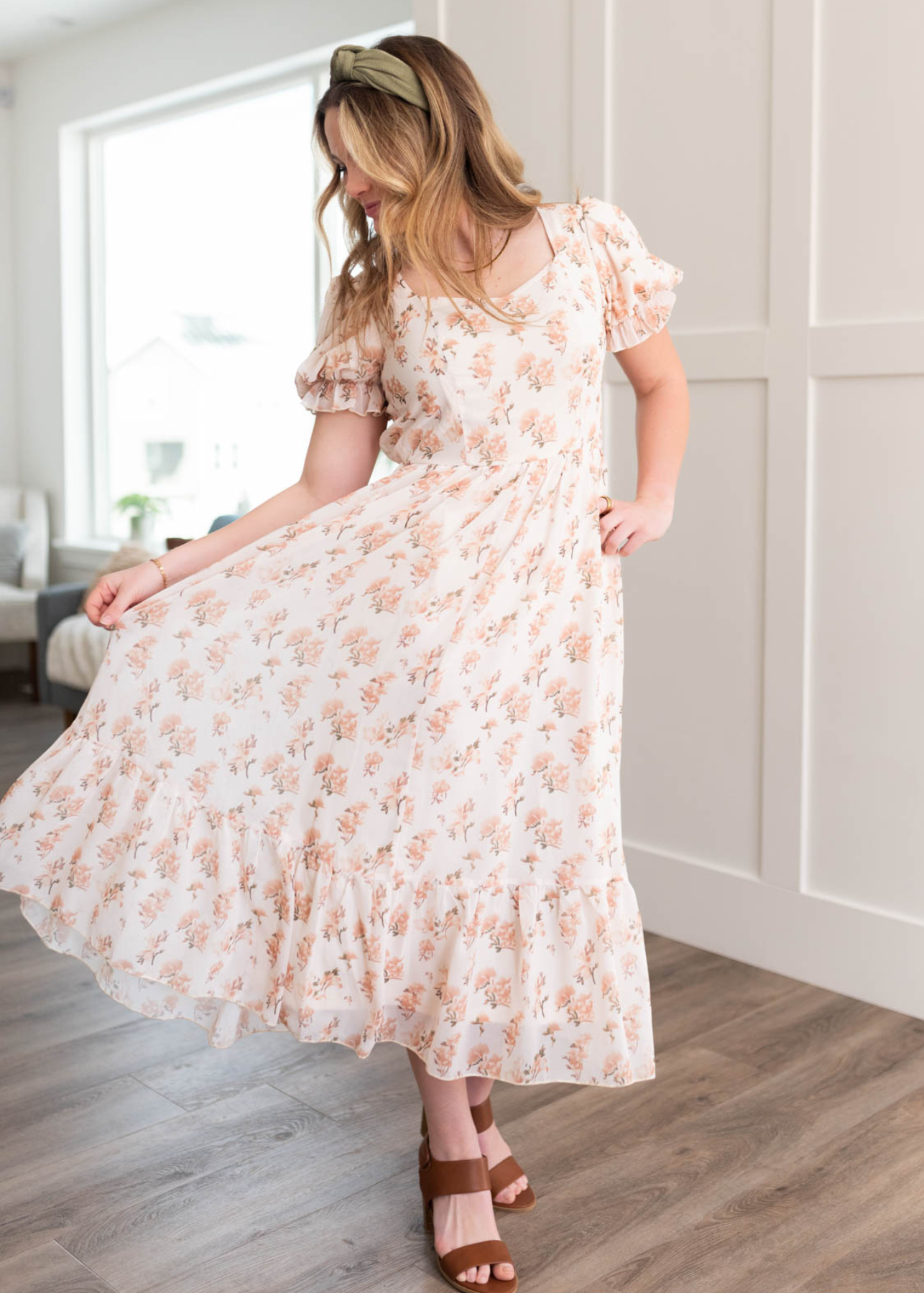 Alina Cream Floral Dress