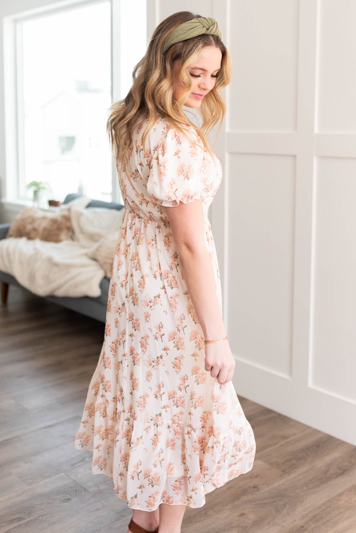 Alina Cream Floral Dress