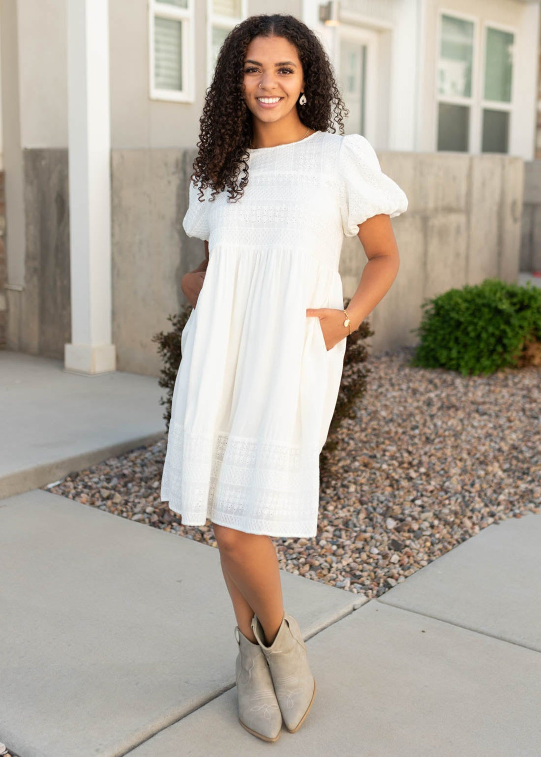 Alison White Embroidered Dress