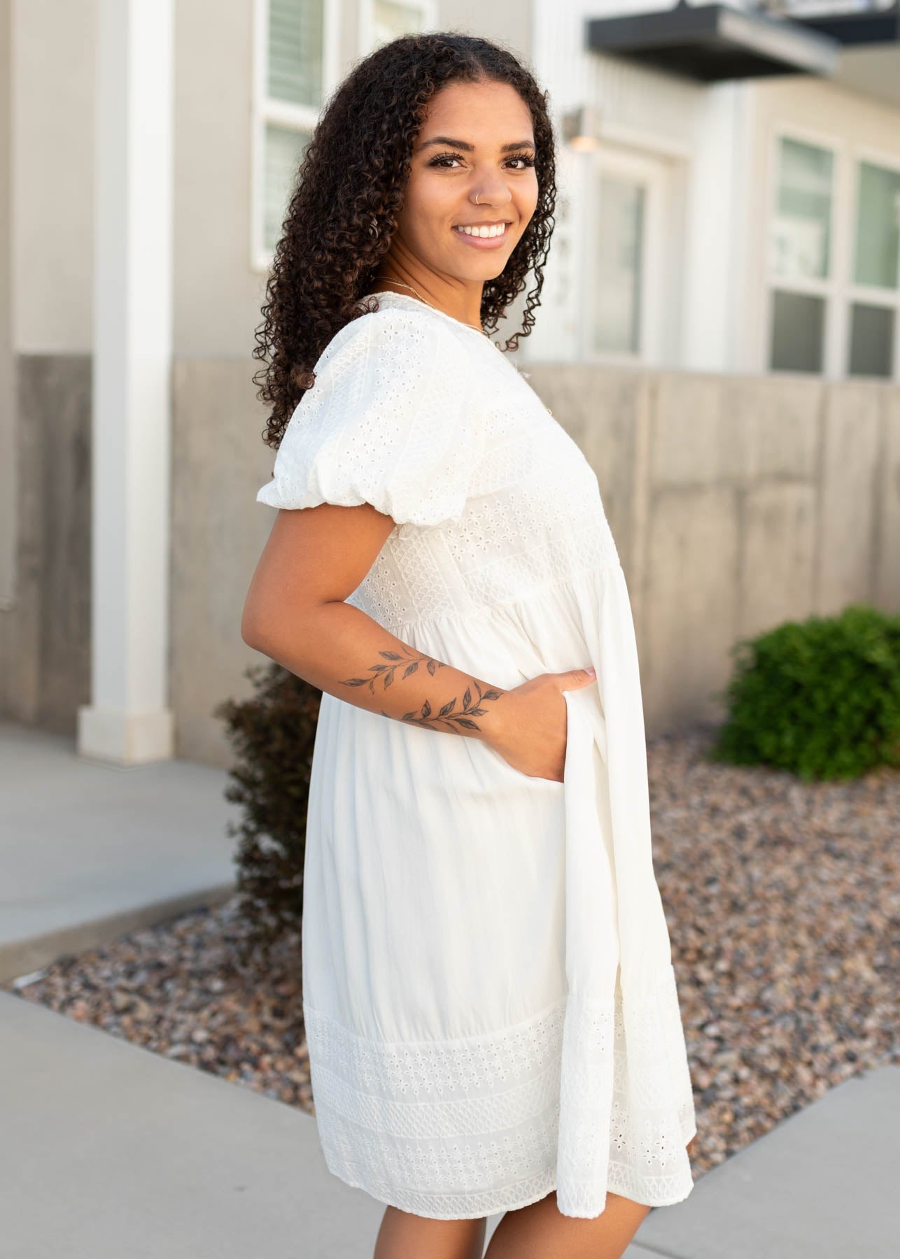 Alison White Embroidered Dress