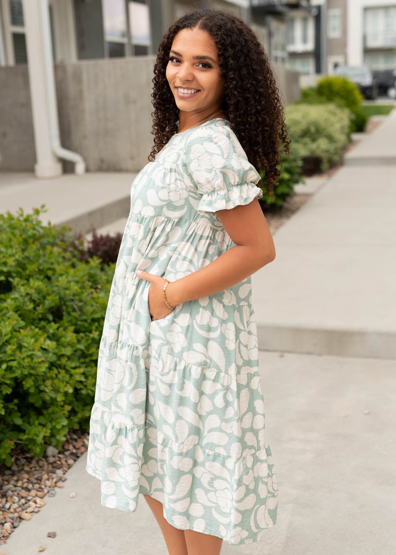 Allene Sage Floral Dress