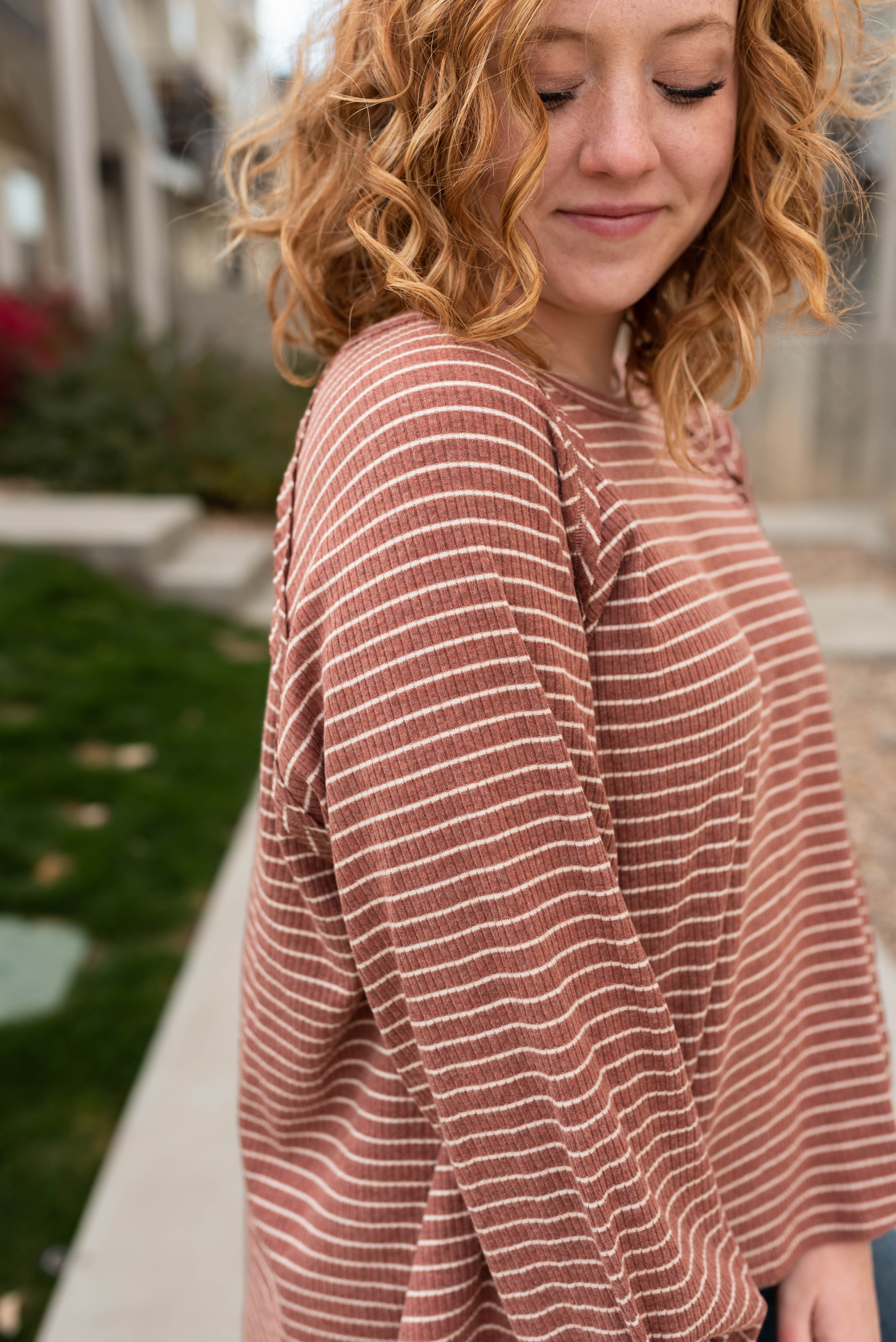 Allison Dusty Rose Ribbed Long Sleeve Shirt