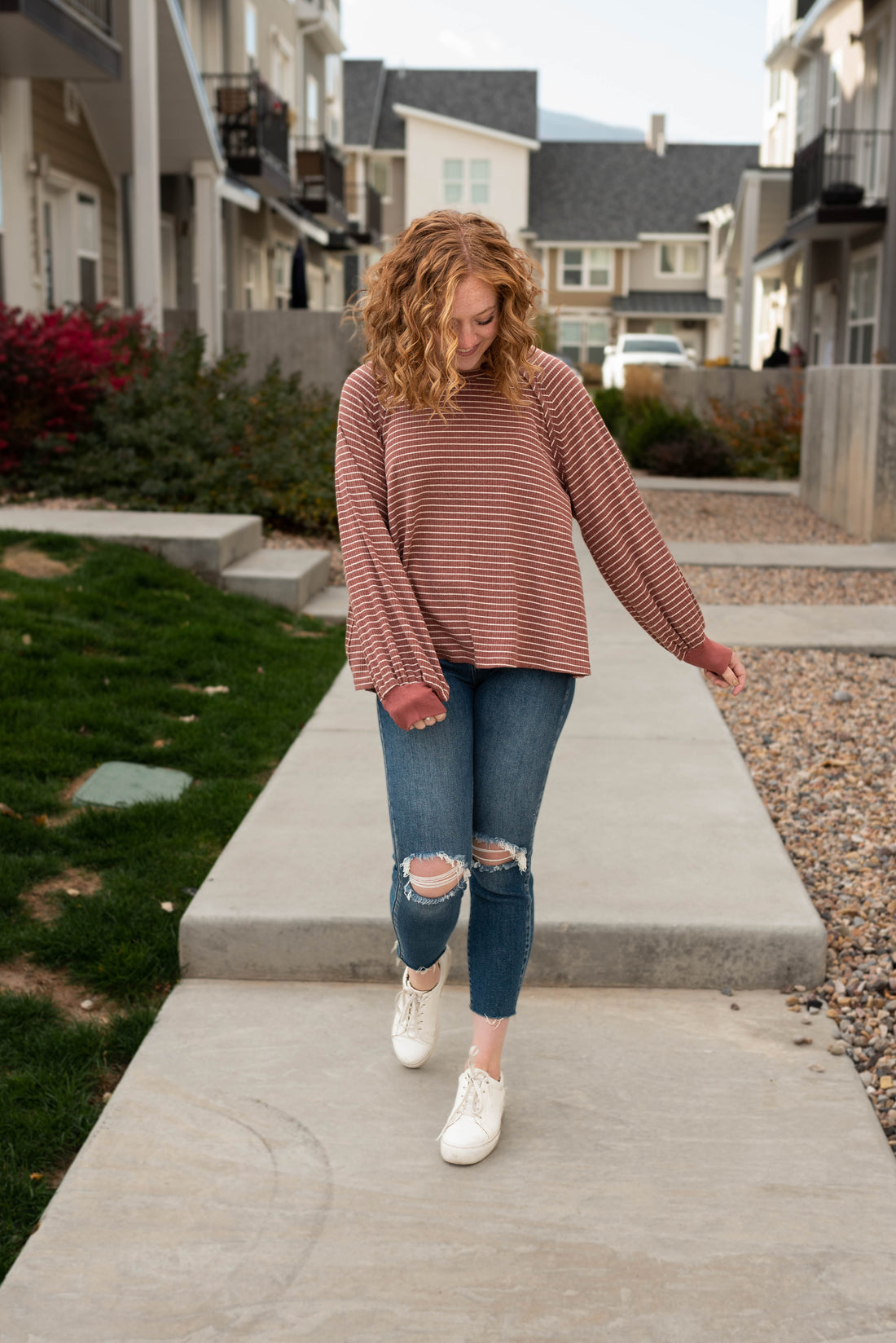Allison Dusty Rose Ribbed Long Sleeve Shirt