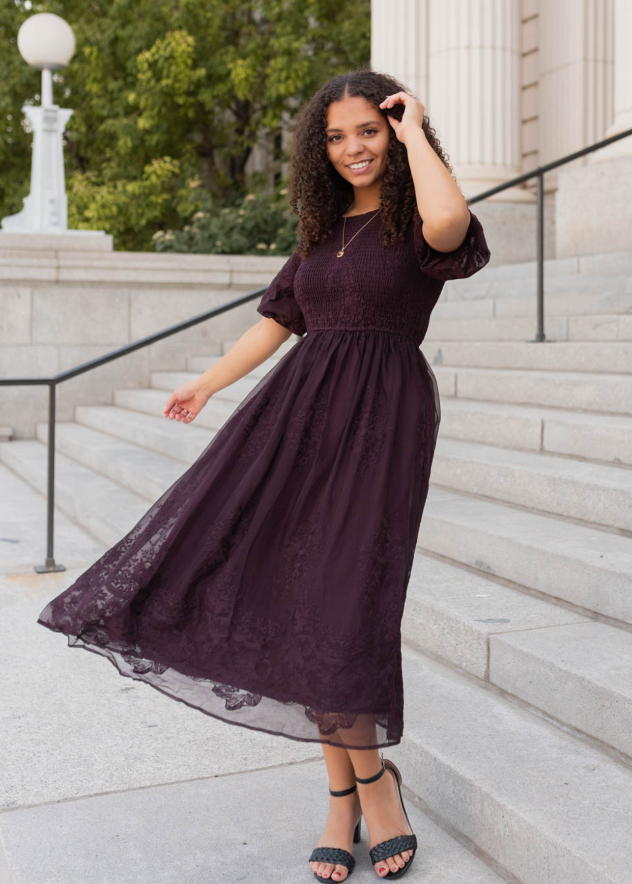 Alyanna Plum Embroidered Dress