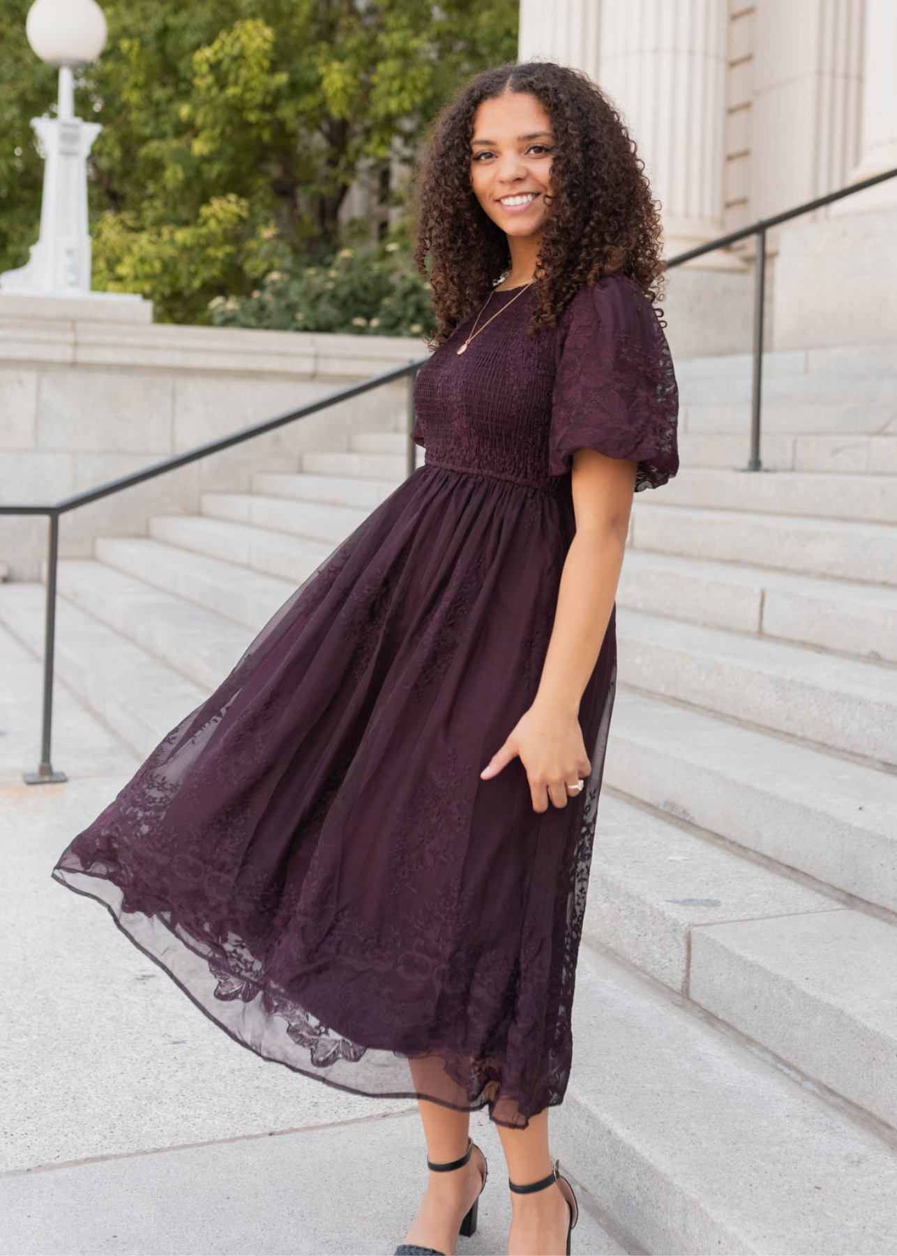 Alyanna Plum Embroidered Dress