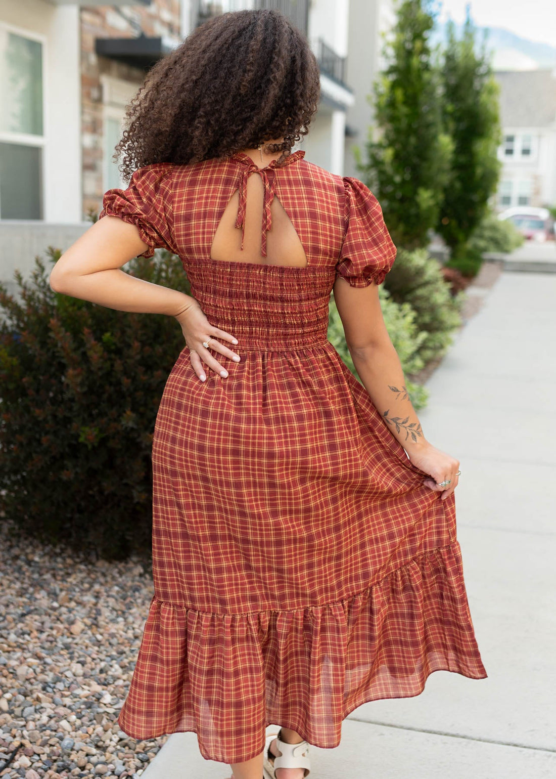 Alyssa Brick Red Plaid Dress