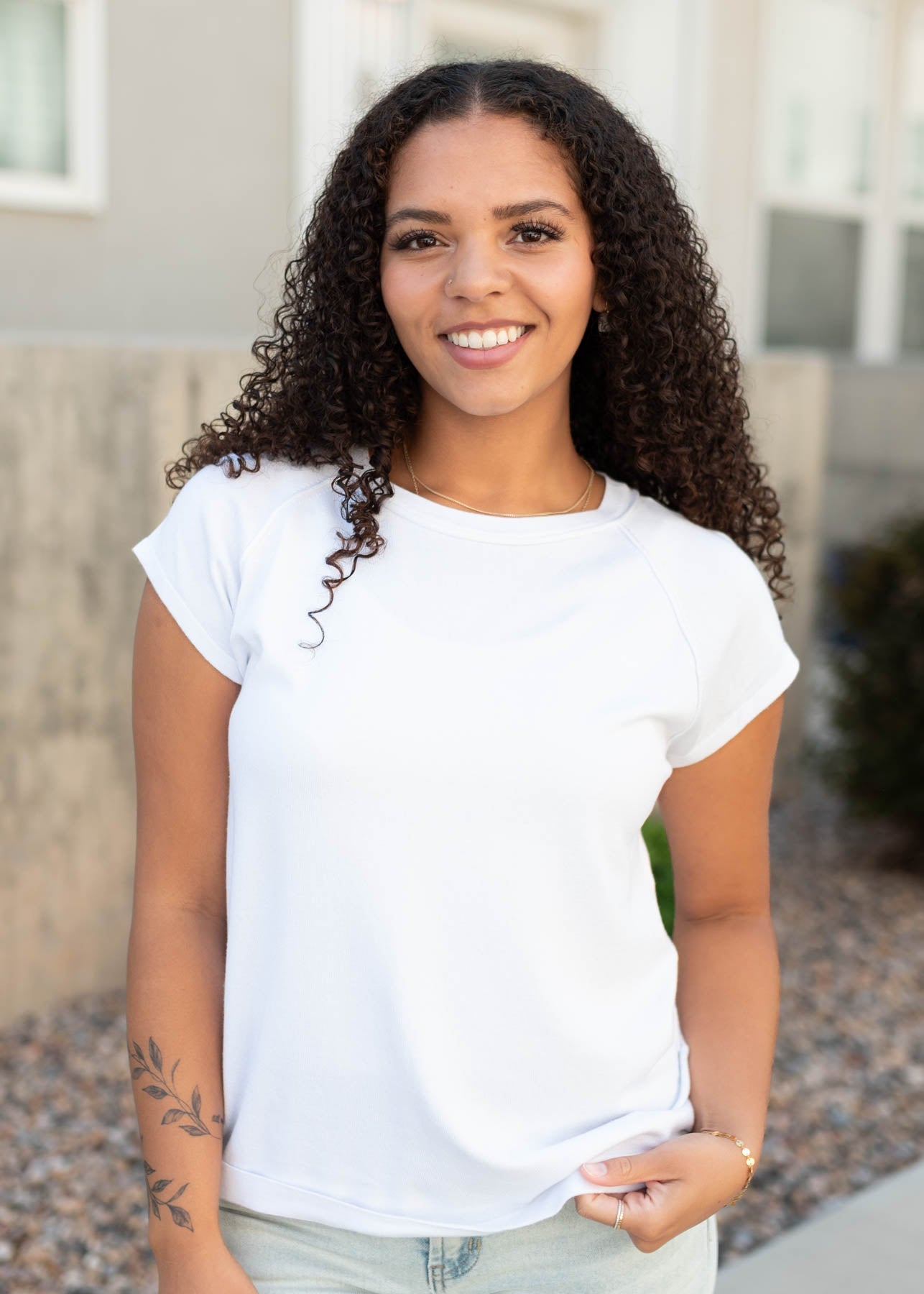 Amala White Raglan Top