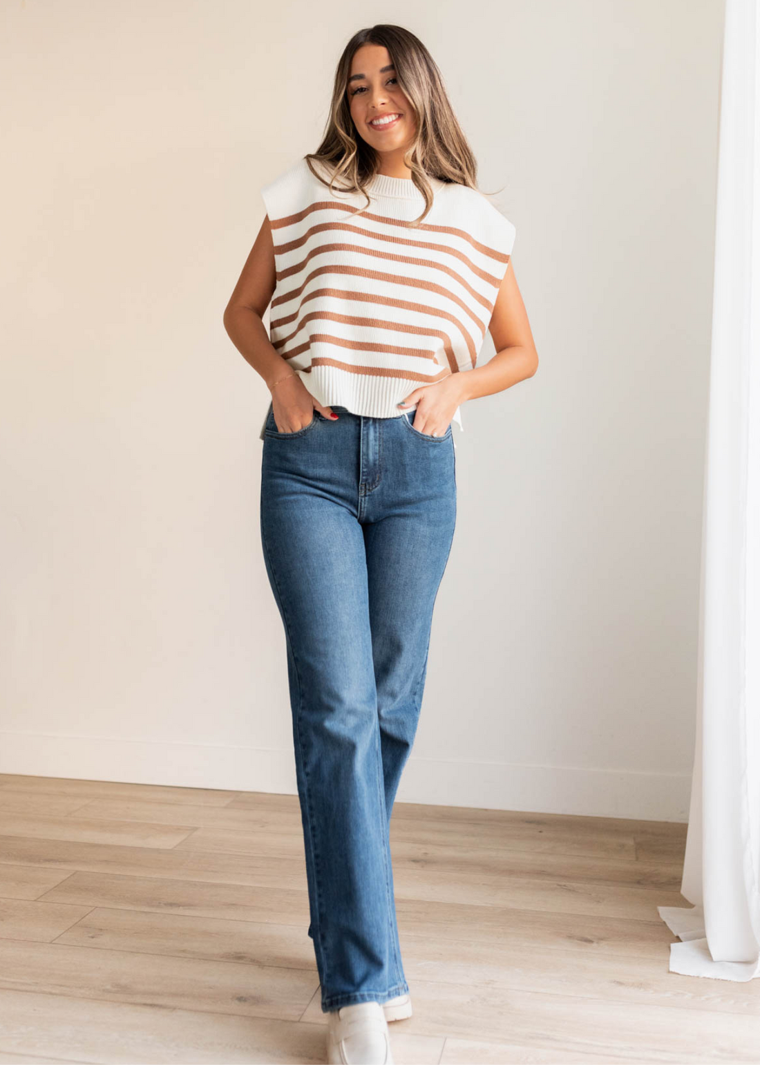 Amanda Medium Wash High Rise Straight Jeans