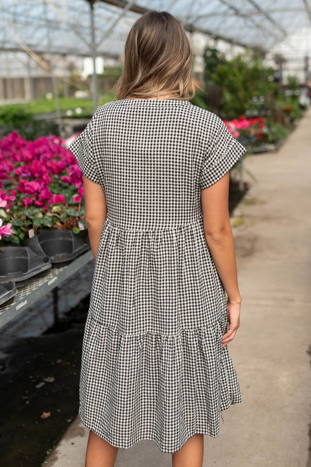 Amari Black Button Down Tiered Dress
