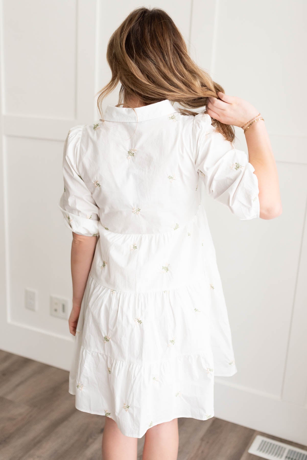 Amaya Ivory Embroidered Button Down Dress