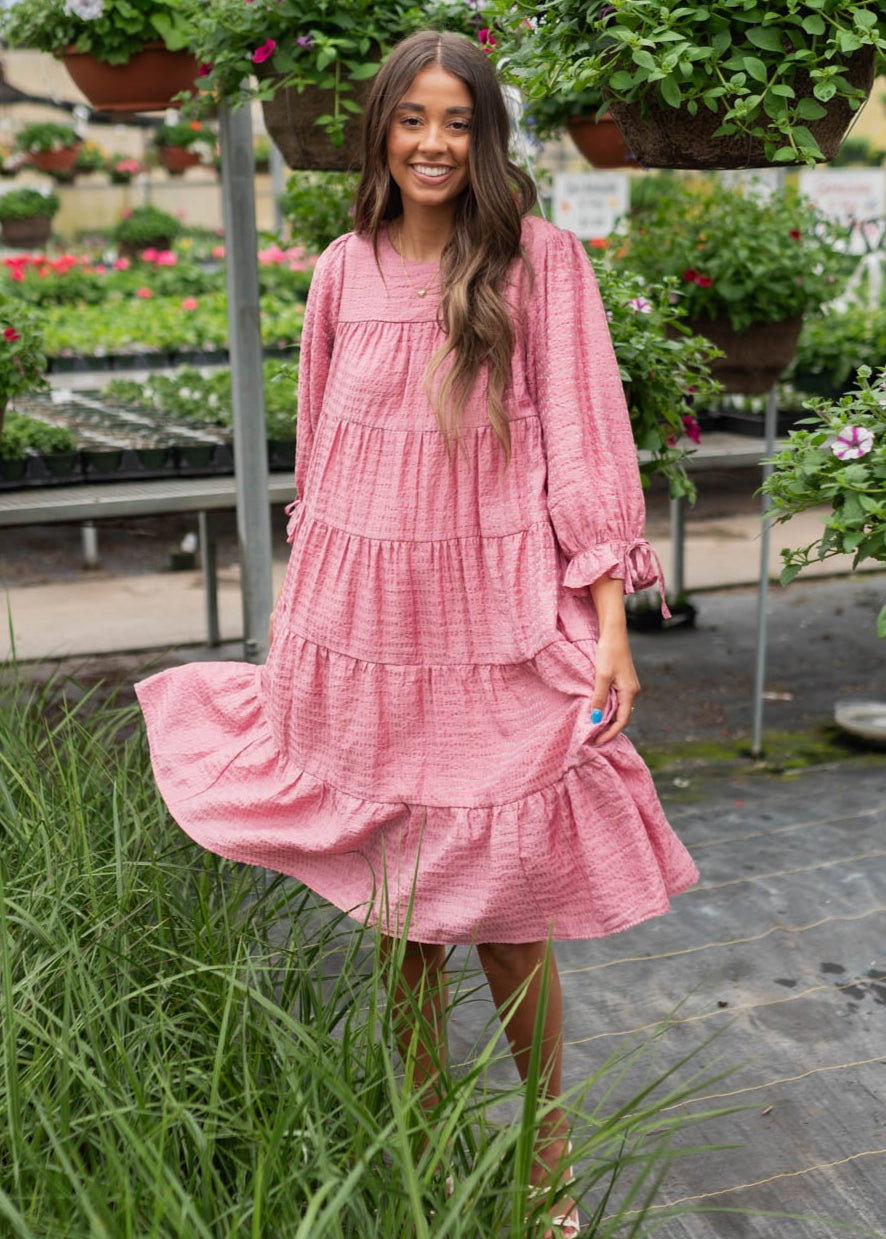 Amelia Pink Long Sleeve Dress