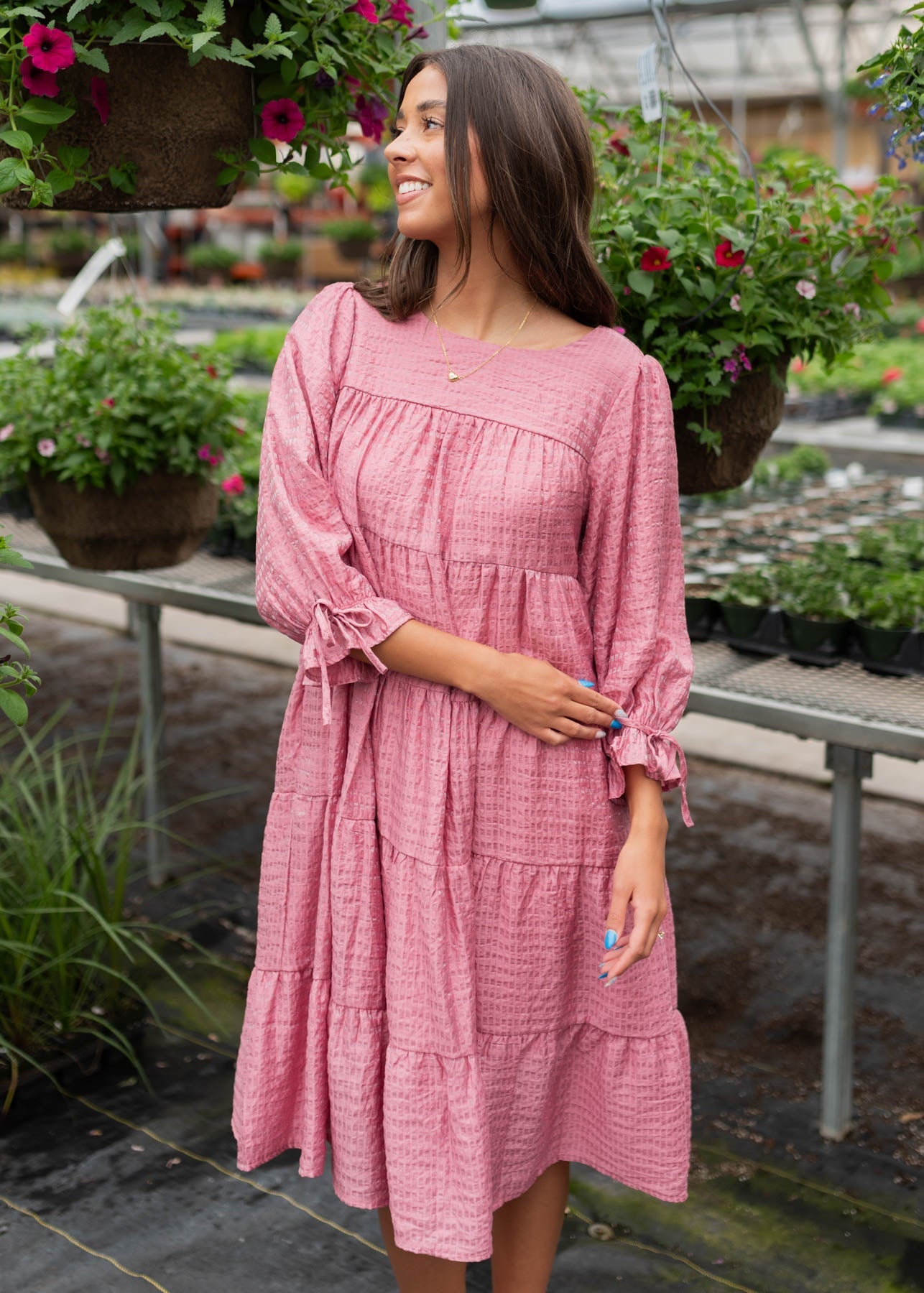 Amelia Pink Long Sleeve Dress