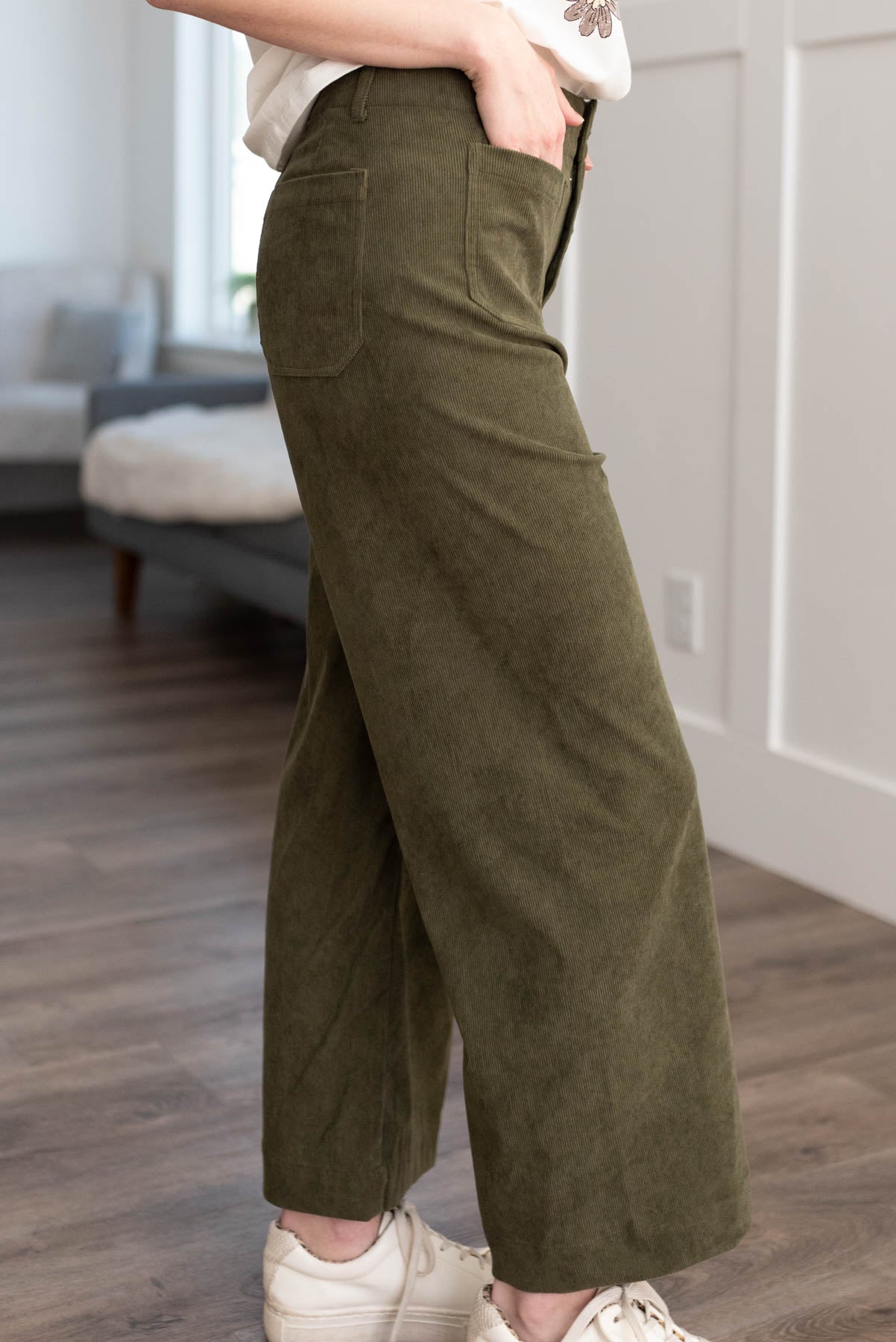 Amia Olive Corduroy Pants