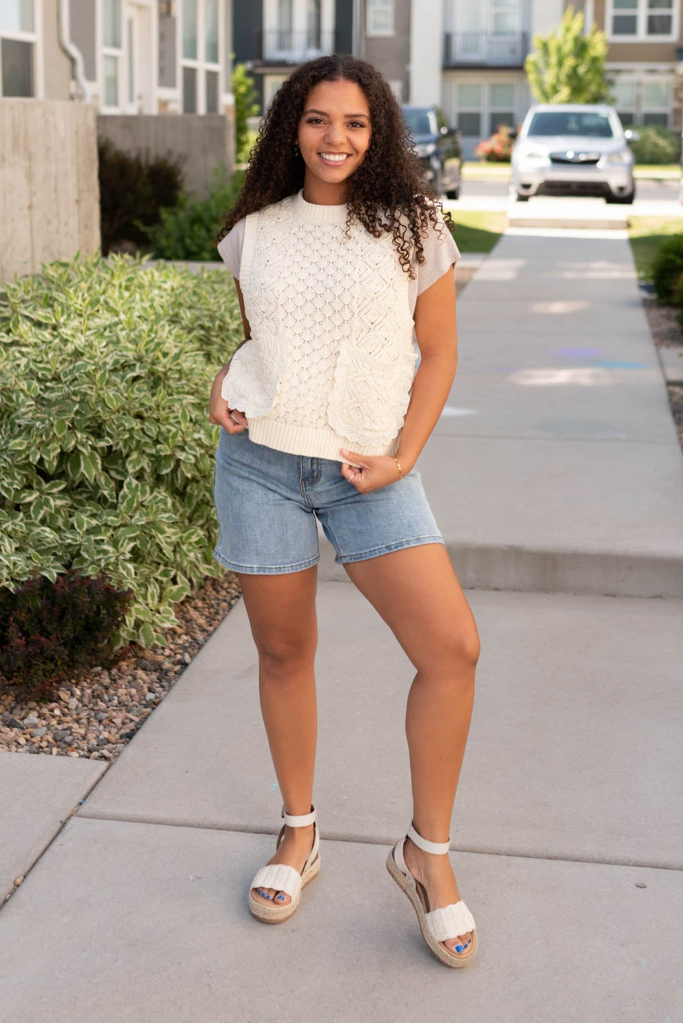Amiah Cream Knit Sweater Vest