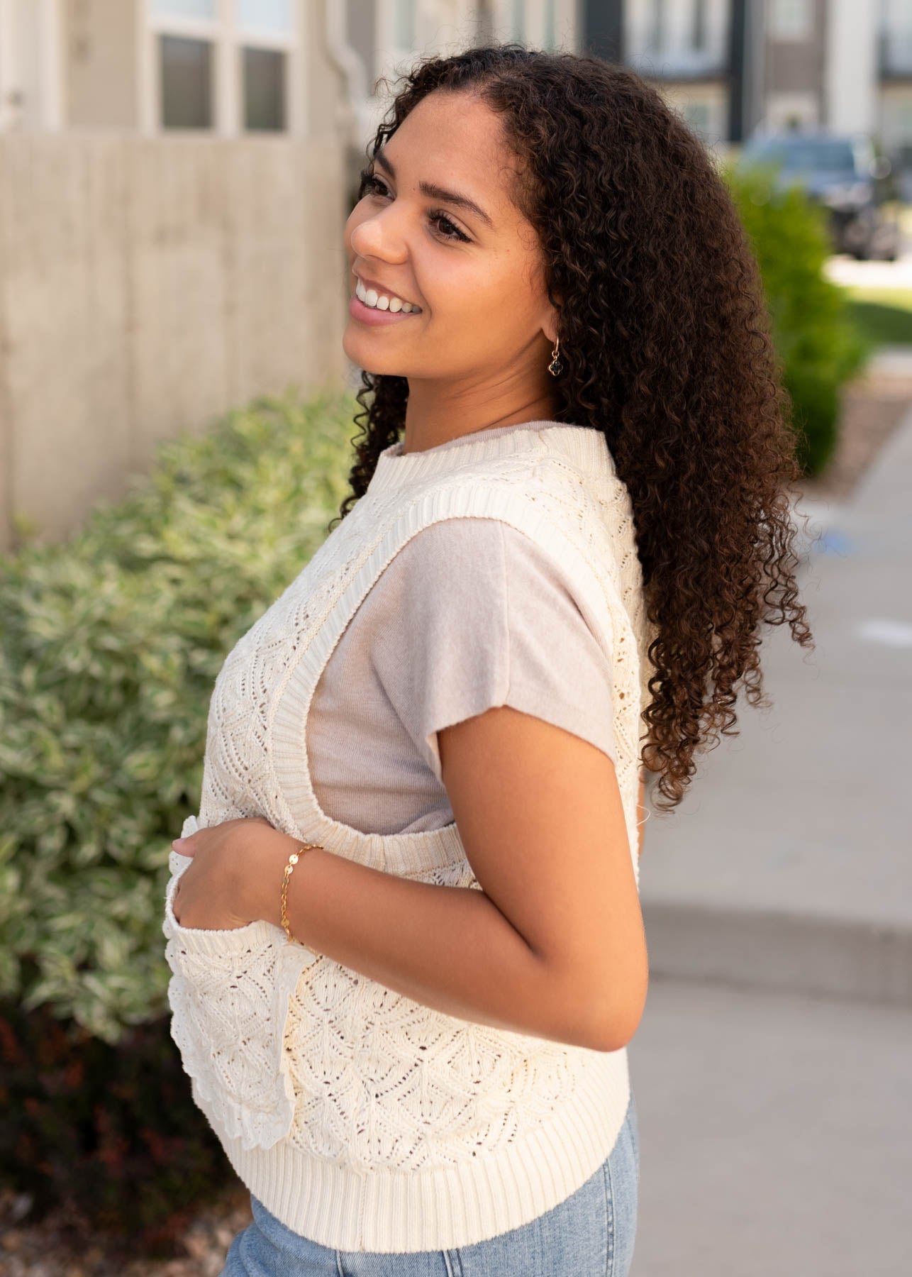 Amiah Cream Knit Sweater Vest