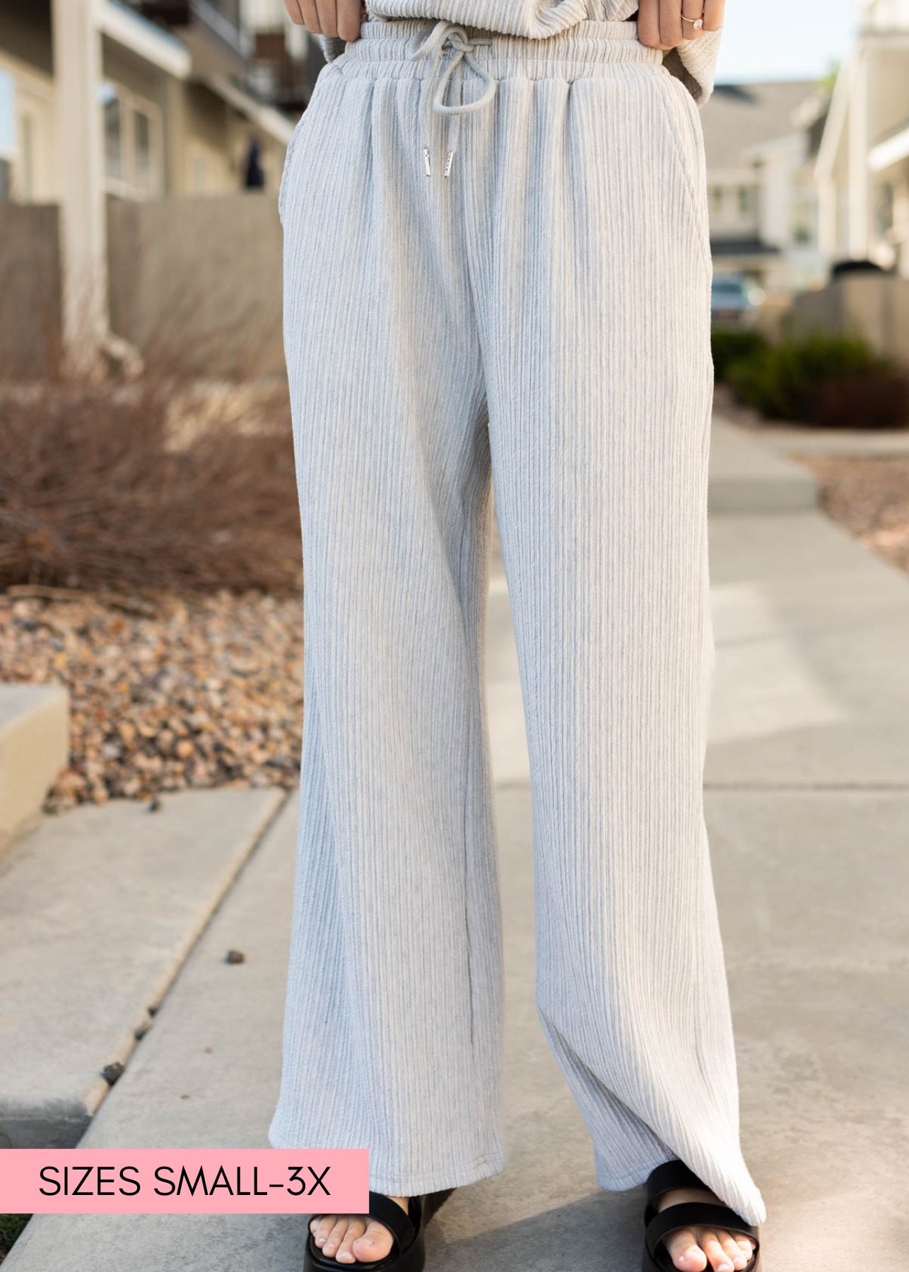 Amiee Sage Grey Textured Pants