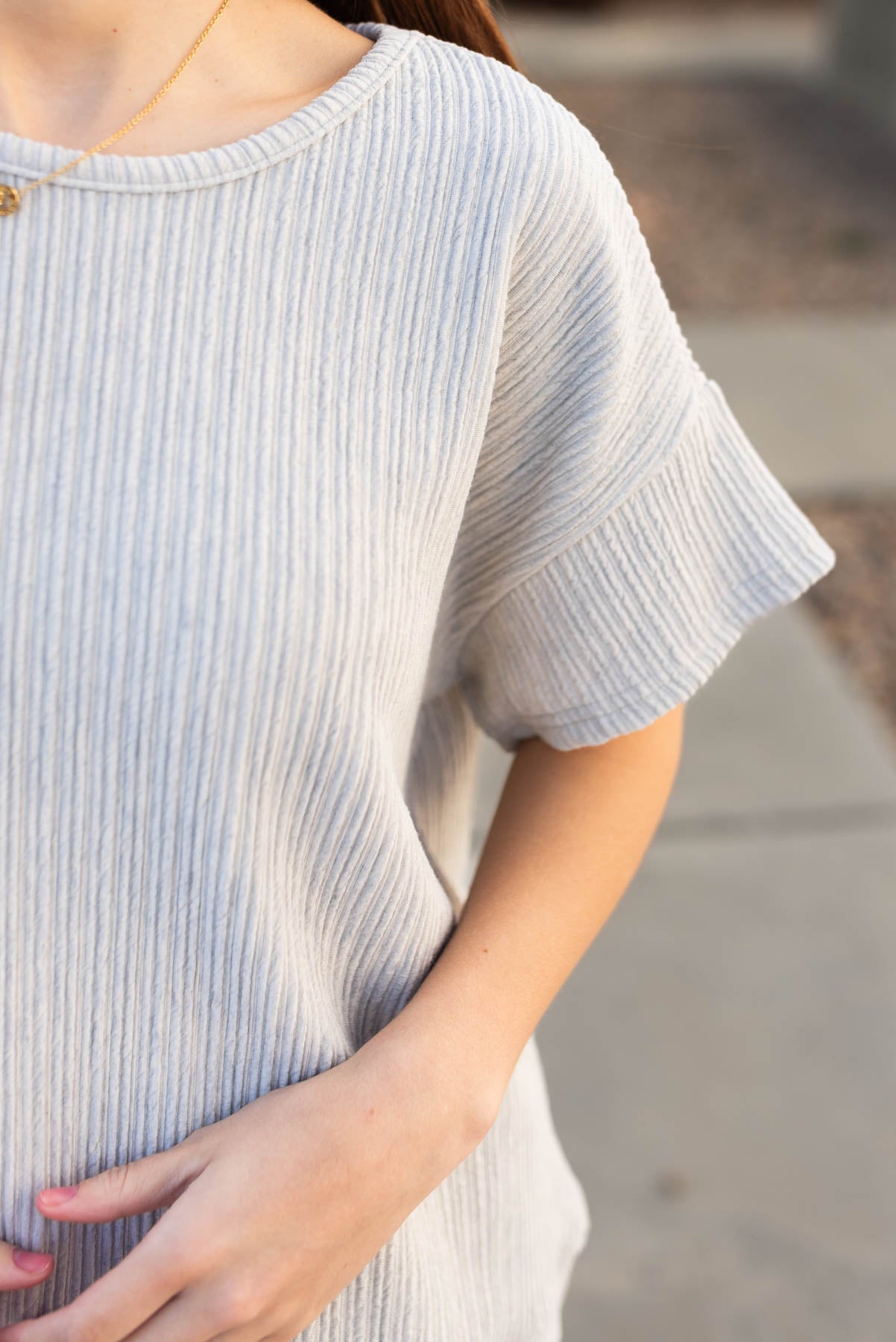 Amiee Sage Grey Textured Top