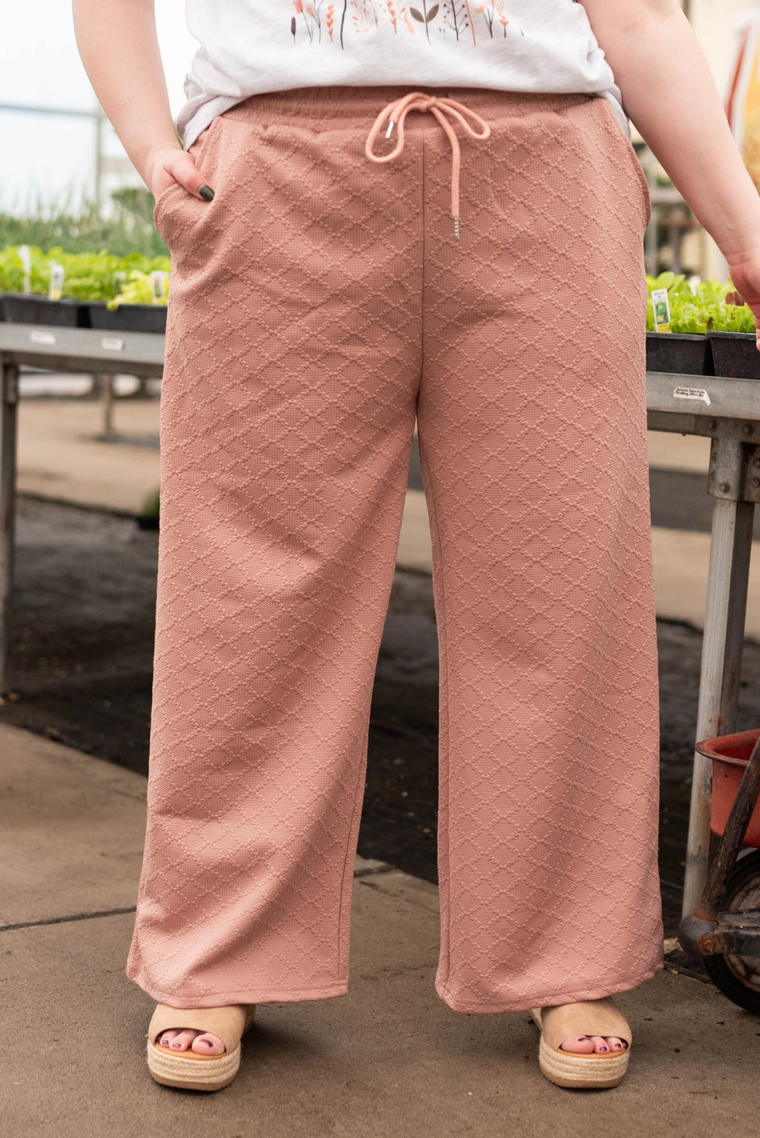Amy Dusty Pink Textured Pants