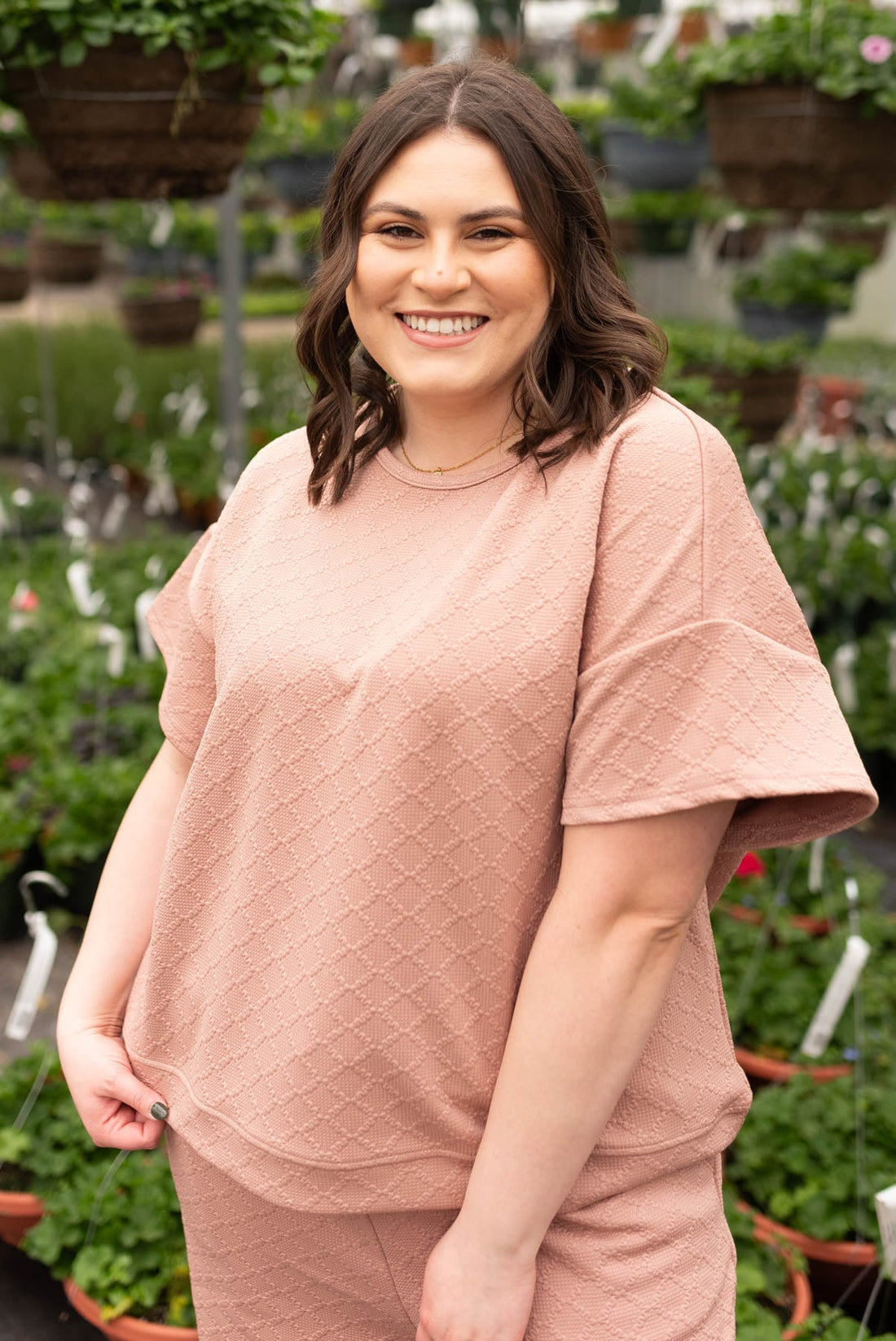Amy Dusty Pink Textured Top